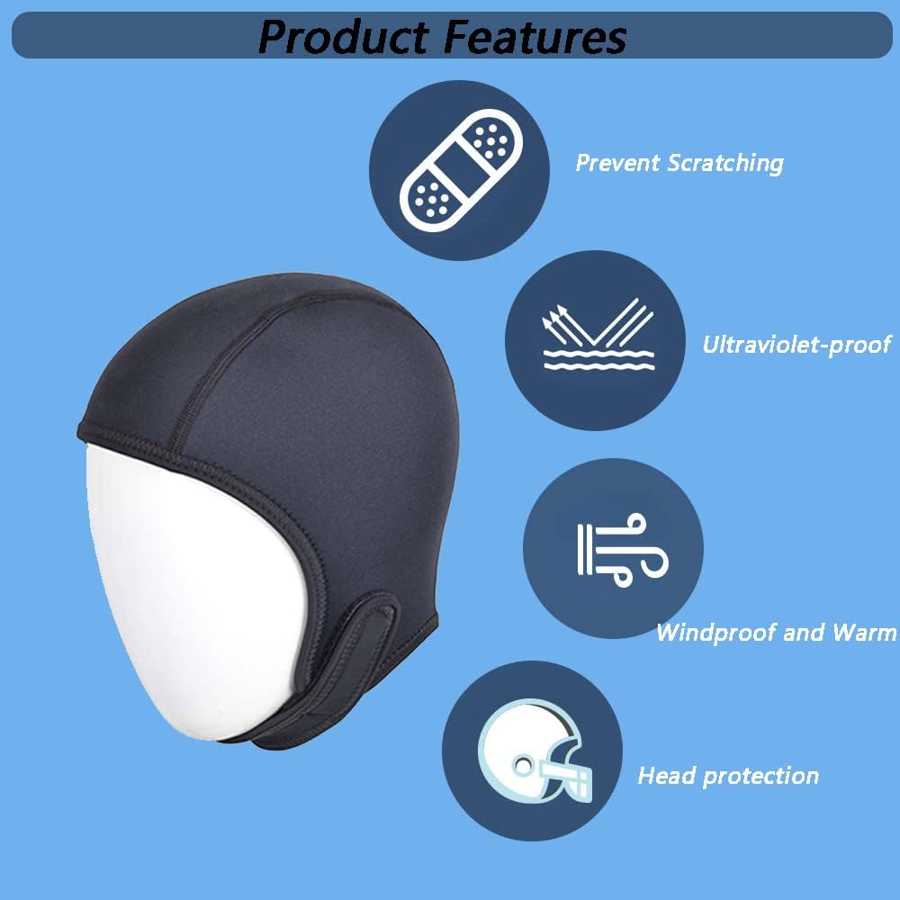 2.5mm Neoprene Dive Cap Surf Cap,Diving Hat,Thermal Wetsuit Hood Cap with Chin Strap,Windproof Cap for Surfing Kayak Rafting Canoe Snorkeling Water Sports - Image 6