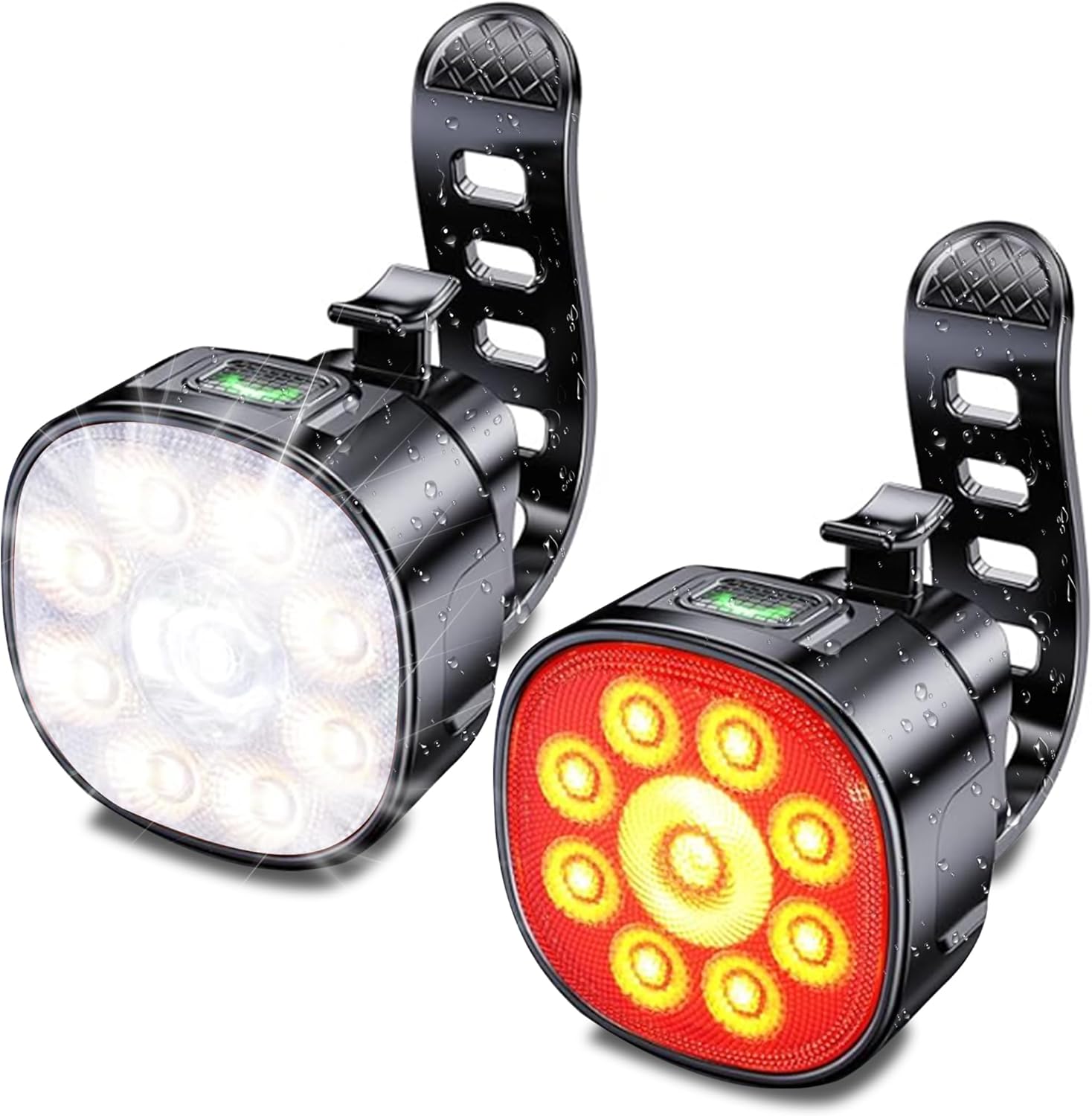 Bike Lights Front and Back for Night Riding Safety,Super Bright Headlight and Red Rear Tail,IP65 Waterproof USB Charging,with 8 Ultra-Bright LED Beads 8+7 Lighting Modes for All Road Bicycle - Image 1