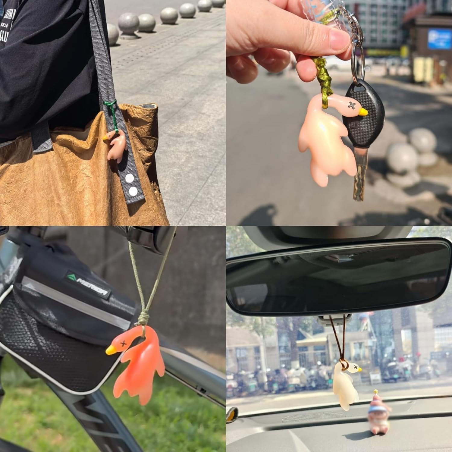 6 Pcs Duck Car Pendant, Violetfox Color-Changing Duck Sunscreen Tester UV Temperature Reminder, Funny Cute Roast Hanging Ornament for Car Mirror Bicycles Bags and Cellphones (Resin) - Image 4