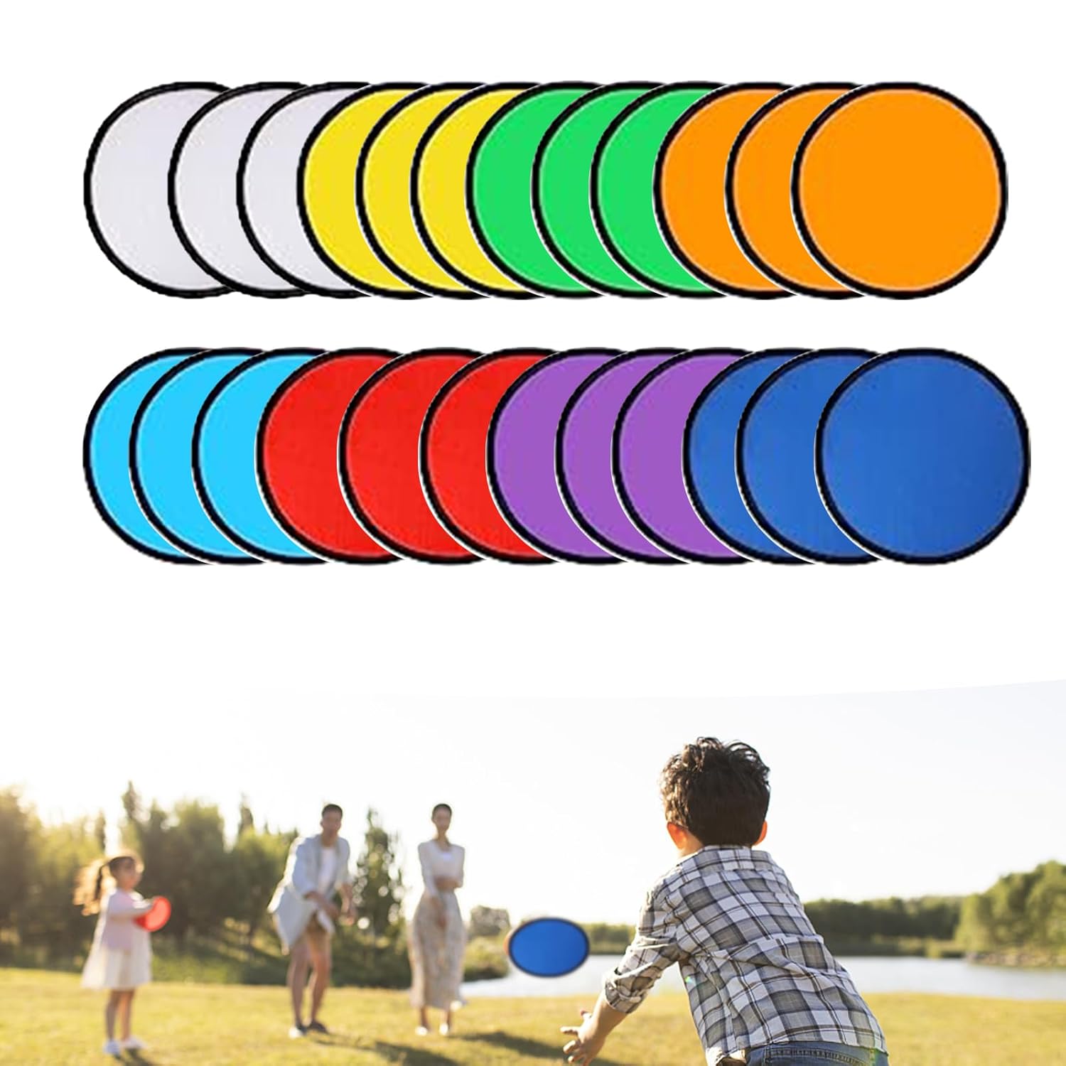 24pcs Collapsible Frisbee Fan Set Beach Frisbee Party Idea Gift Halloween Christmas New Years, 8 Colors - Image 1
