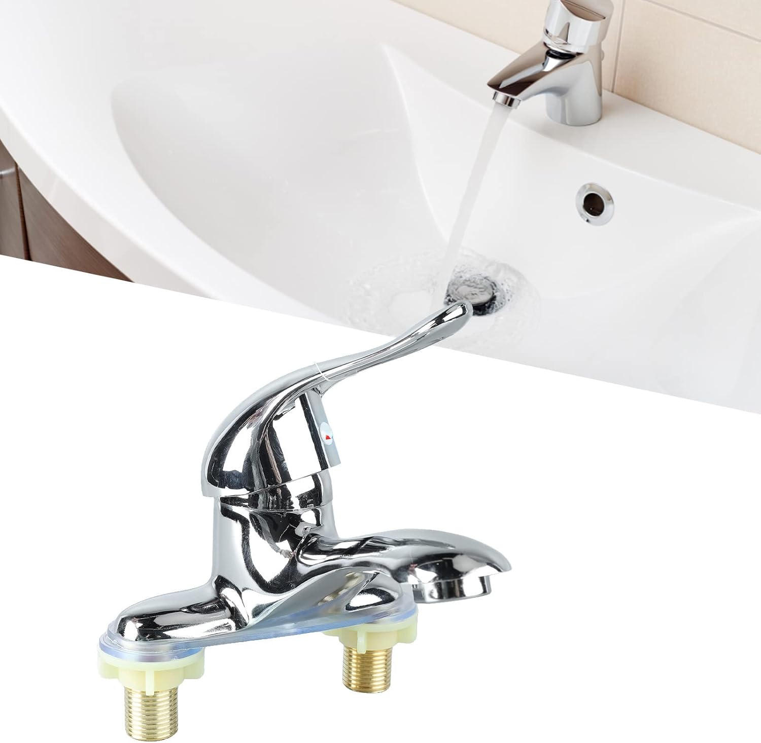 Modern Bathroom Sink Faucet, Zinc Alloy, Chrome Finish, 2 Hole, Single Handle, Easy Install, Suitable for Home & Hotel - Image 1