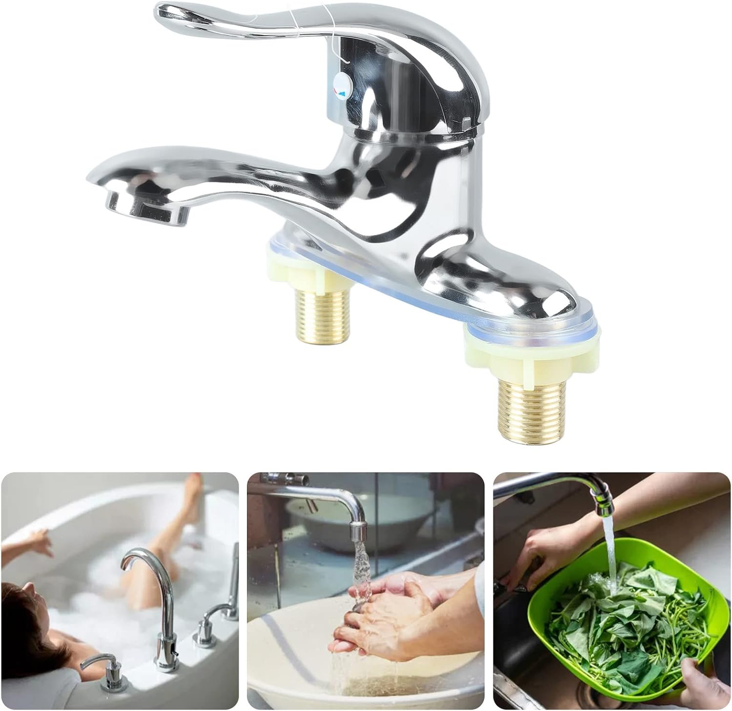 Modern Bathroom Sink Faucet, Zinc Alloy, Chrome Finish, 2 Hole, Single Handle, Easy Install, Suitable for Home & Hotel - Image 5