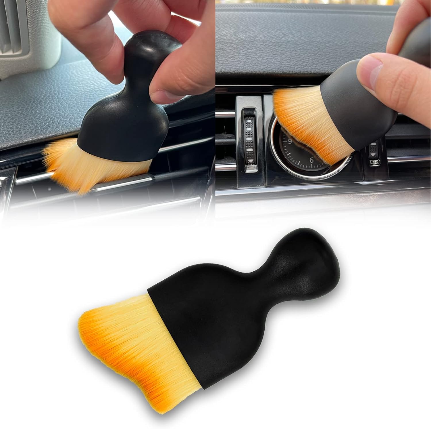 Car Interior Detailing Brush, Ultra Soft Non-Scratch Dust Brush, Car Interior Cleaning Tool for Cleaning Panels, Air Vent, Leather (Yellow) - Image 1