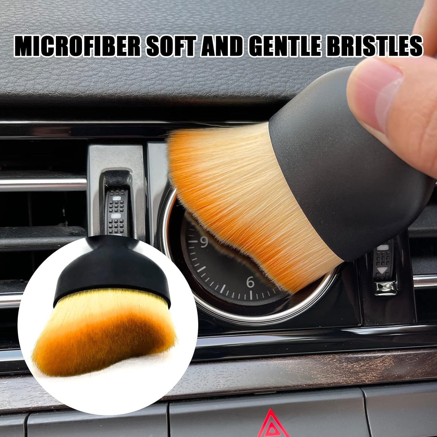 Car Interior Detailing Brush, Ultra Soft Non-Scratch Dust Brush, Car Interior Cleaning Tool for Cleaning Panels, Air Vent, Leather (Yellow) - Image 3