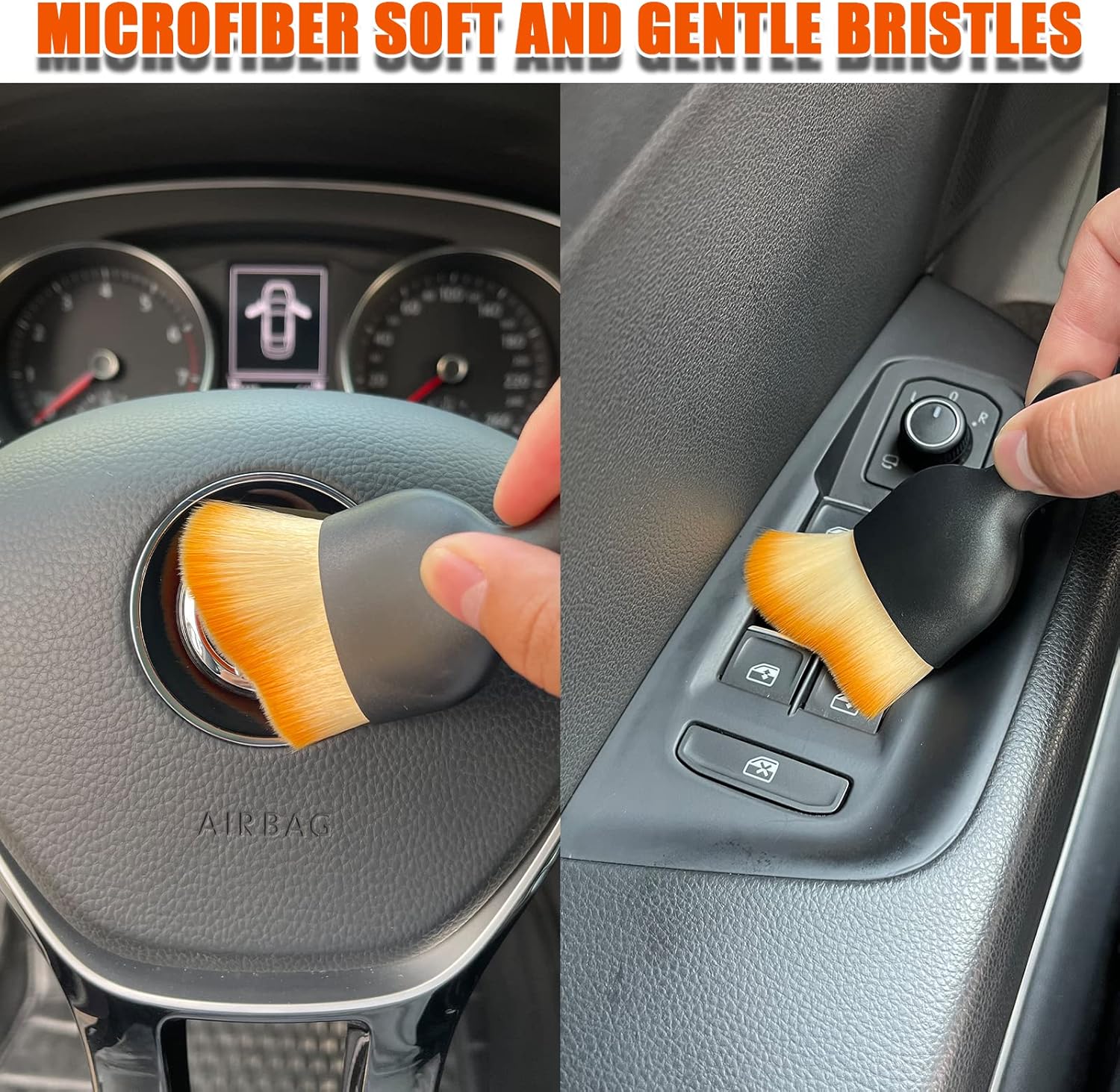 Car Interior Detailing Brush, Ultra Soft Non-Scratch Dust Brush, Car Interior Cleaning Tool for Cleaning Panels, Air Vent, Leather (Yellow) - Image 6