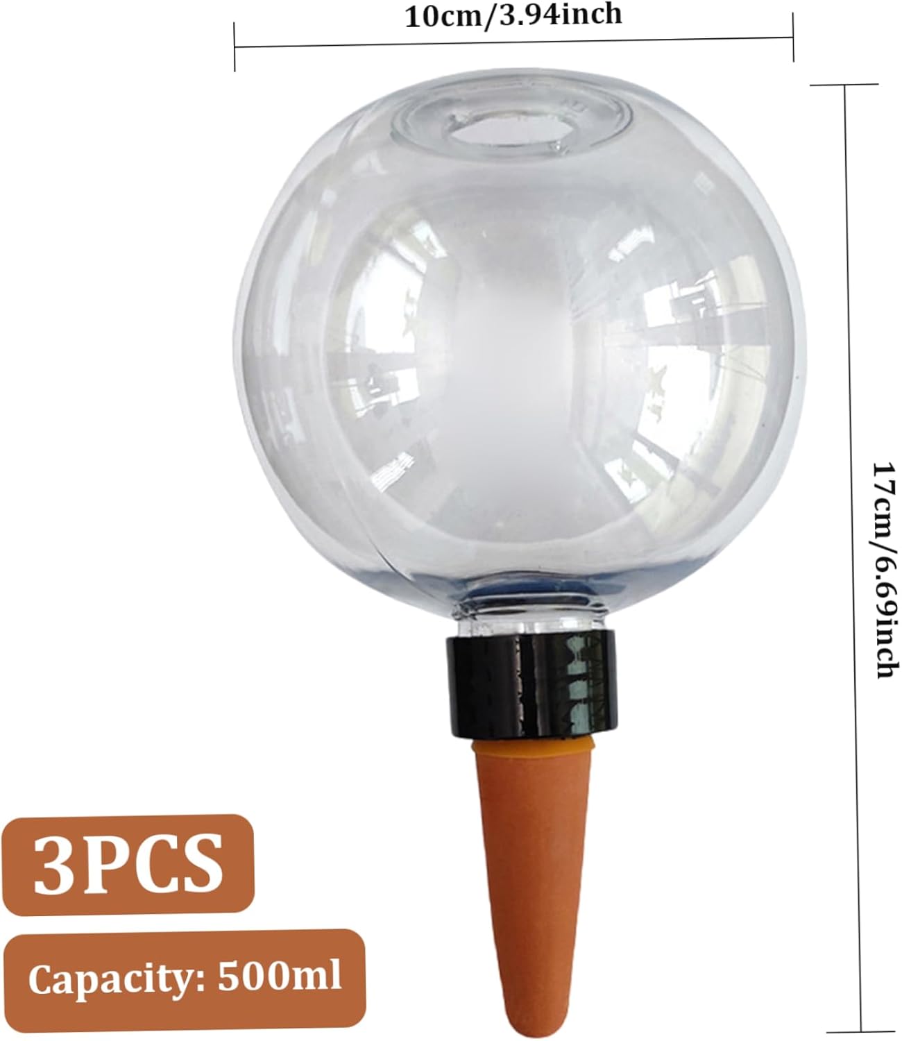 3PCS Plant Watering Globes, 500ml Self Watering Planter Insert, Transparent Plant Irrigation Devices for Indoor Potted Plants - Image 4