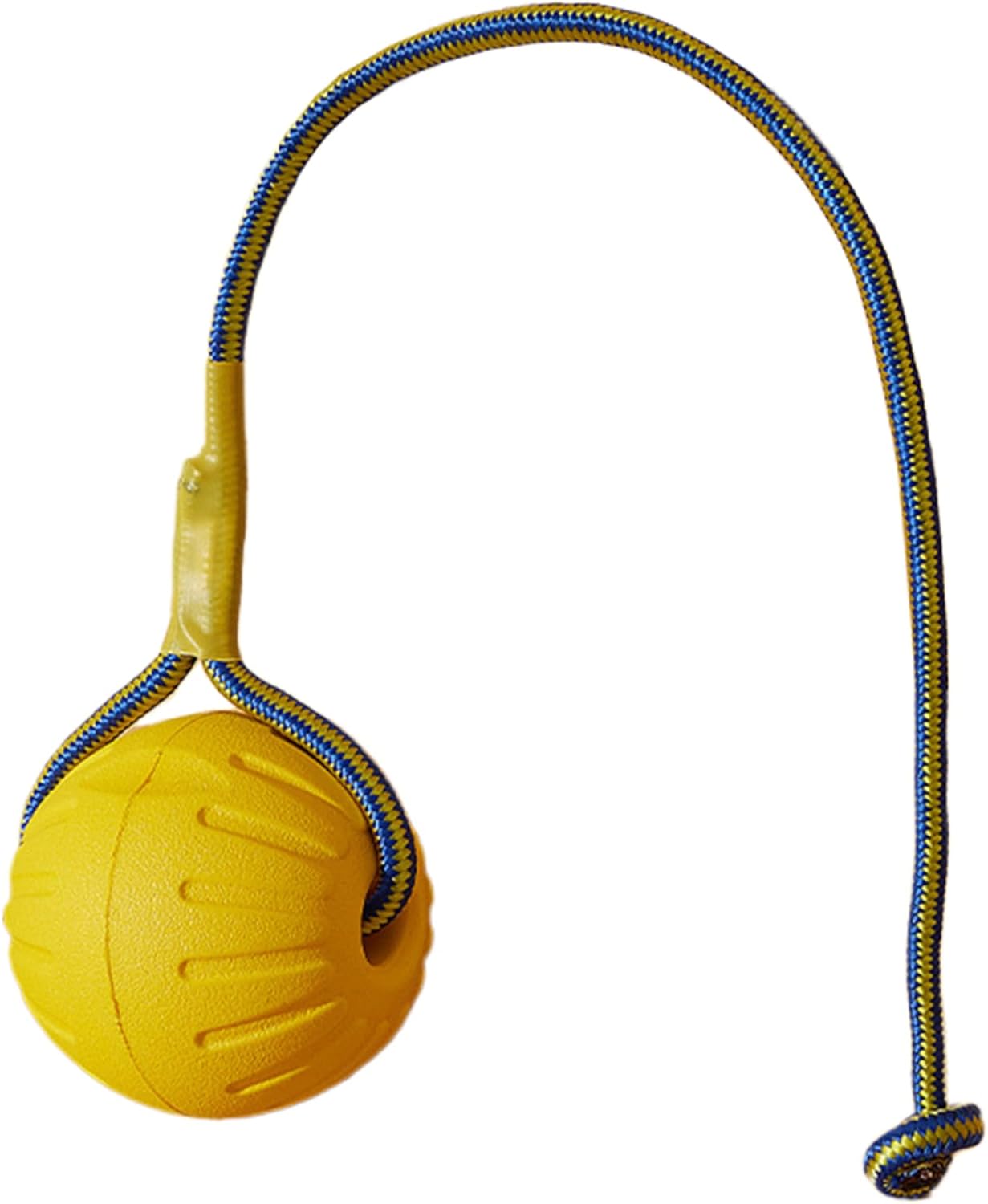 Dog Ball on Rope 3 Inch Rubber Ball on Rope Dog Toy Interactive Training Yellow Color Portable Teething Toys for Reward, Fetch, Play - Image 2