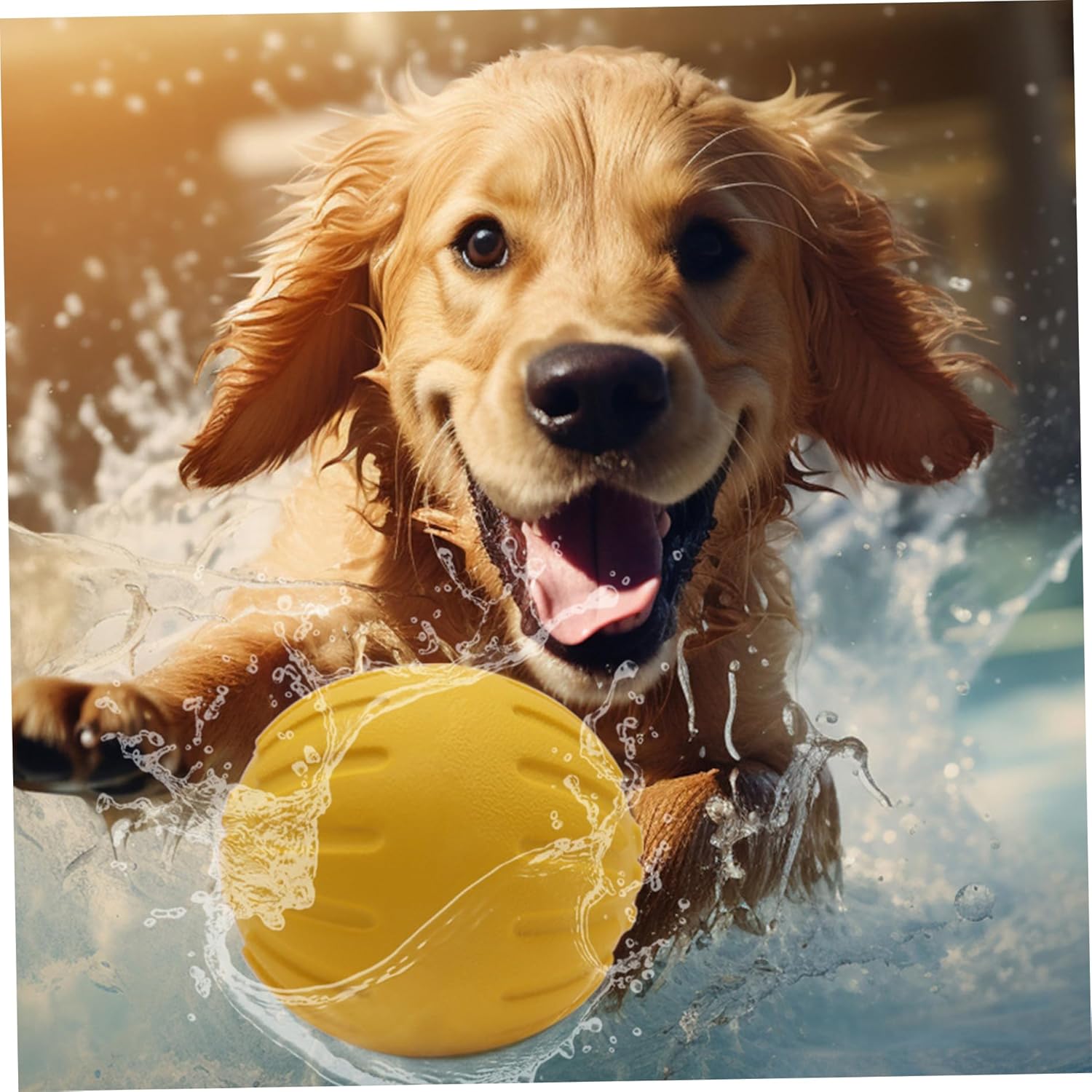 Dog Ball on Rope 3 Inch Rubber Ball on Rope Dog Toy Interactive Training Yellow Color Portable Teething Toys for Reward, Fetch, Play - Image 5