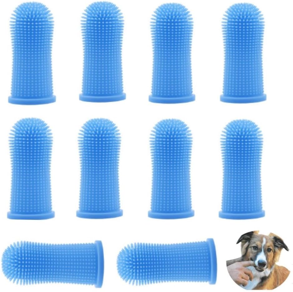 Dog Toothbrush, 10Pcs Soft Dog Finger Toothbrush, 360º Dog Finger Toothbrush, Silicone Pets Teeth Cleaning Toothbrush Kit for Dogs Puppies, Small Pets Dental Care - Image 1