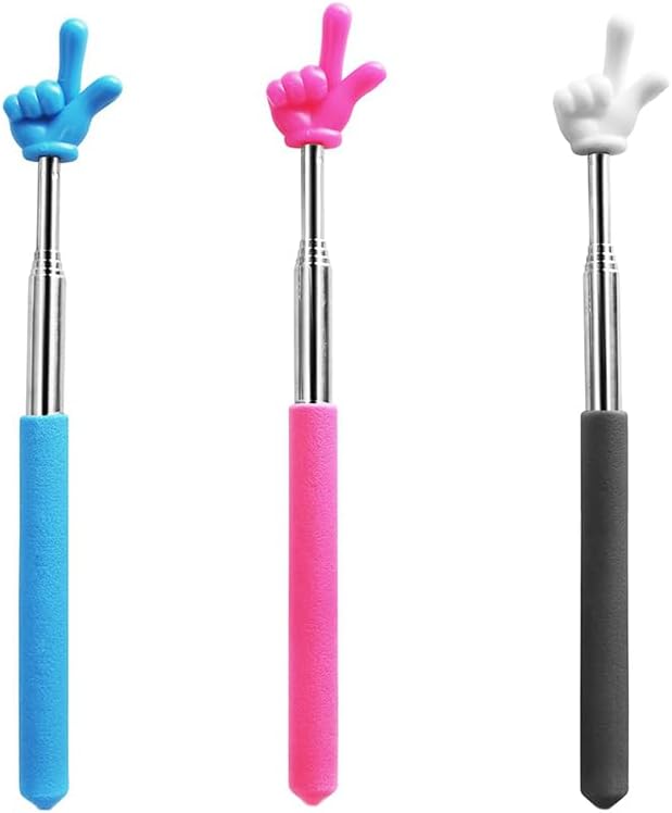 Retractable Reading Pointer Stick for Kids, Teachers, Stretchable, Lightweight, Durable, Classroom Presentation Educational Tool, Great Reading Guidance and Instructions(Blue+Pink+Black&White) - Image 1