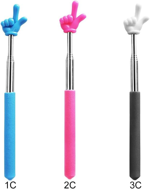 Retractable Reading Pointer Stick for Kids, Teachers, Stretchable, Lightweight, Durable, Classroom Presentation Educational Tool, Great Reading Guidance and Instructions(Blue+Pink+Black&White) - Image 2