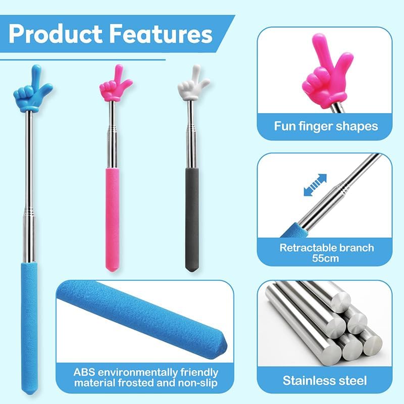 Retractable Reading Pointer Stick for Kids, Teachers, Stretchable, Lightweight, Durable, Classroom Presentation Educational Tool, Great Reading Guidance and Instructions(Blue+Pink+Black&White) - Image 7
