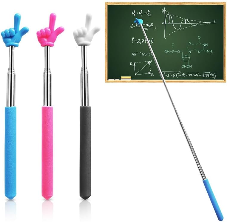 Retractable Reading Pointer Stick for Kids, Teachers, Stretchable, Lightweight, Durable, Classroom Presentation Educational Tool, Great Reading Guidance and Instructions(Blue+Pink+Black&White) - Image 8