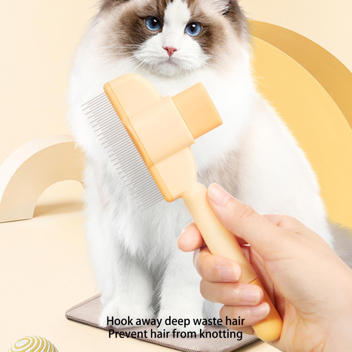 Pet Products Self Cleaning Cat Comb Floating Hair Artifact Knot Removes Pet Hair Comb Long Hair Cat Dog Row Comb Pet Hair Removal Comb Flea Comb, Cat Grooming Brush (B) - Image 3