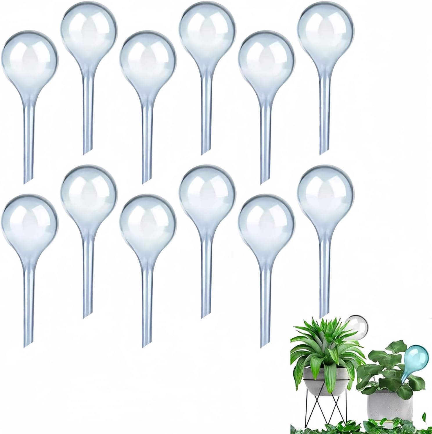 12 Pcs Plant Watering Globes, Automatic Watering Bulbs, Plastic Garden Watering Globes Device, Water Device Drip for Plant, Self-Watering System for Indoor Outdoor Garden (Lake Blue) - Image 1