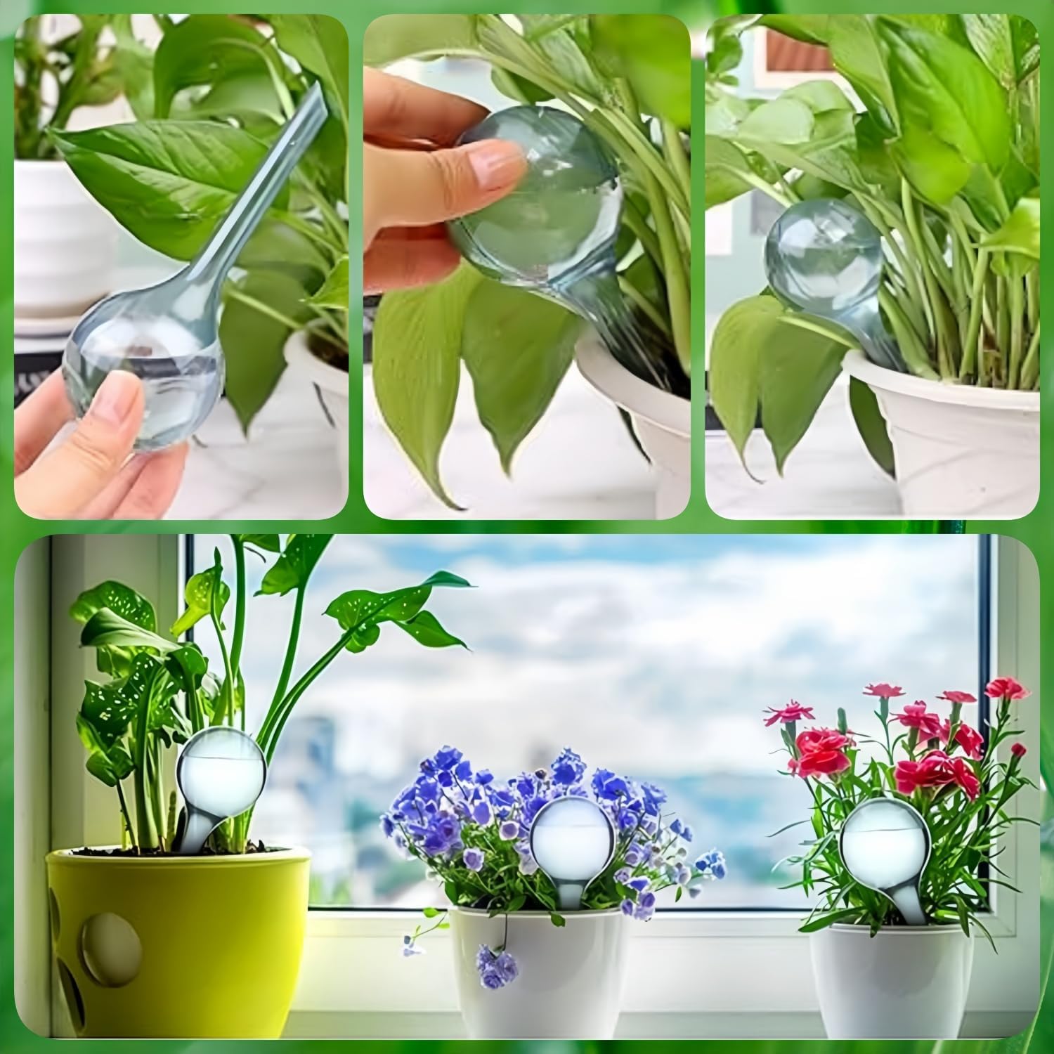 12 Pcs Plant Watering Globes, Automatic Watering Bulbs, Plastic Garden Watering Globes Device, Water Device Drip for Plant, Self-Watering System for Indoor Outdoor Garden (Lake Blue) - Image 4