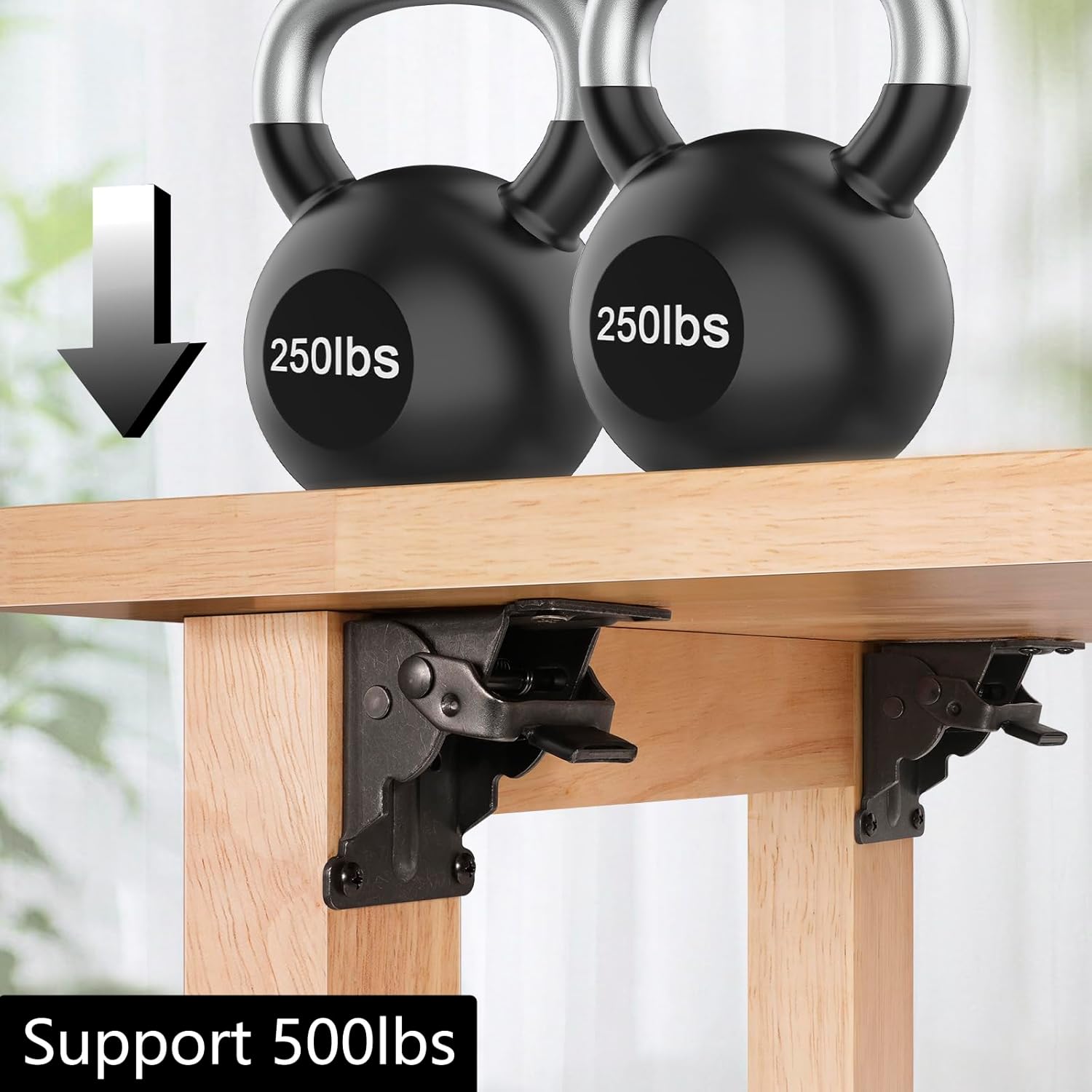 4 Pack Folding Brackets, Self-Lock Hinge with Screws for Folding Table Legs, Lock Extension Support Bracket Bed Legs, Black - Image 6