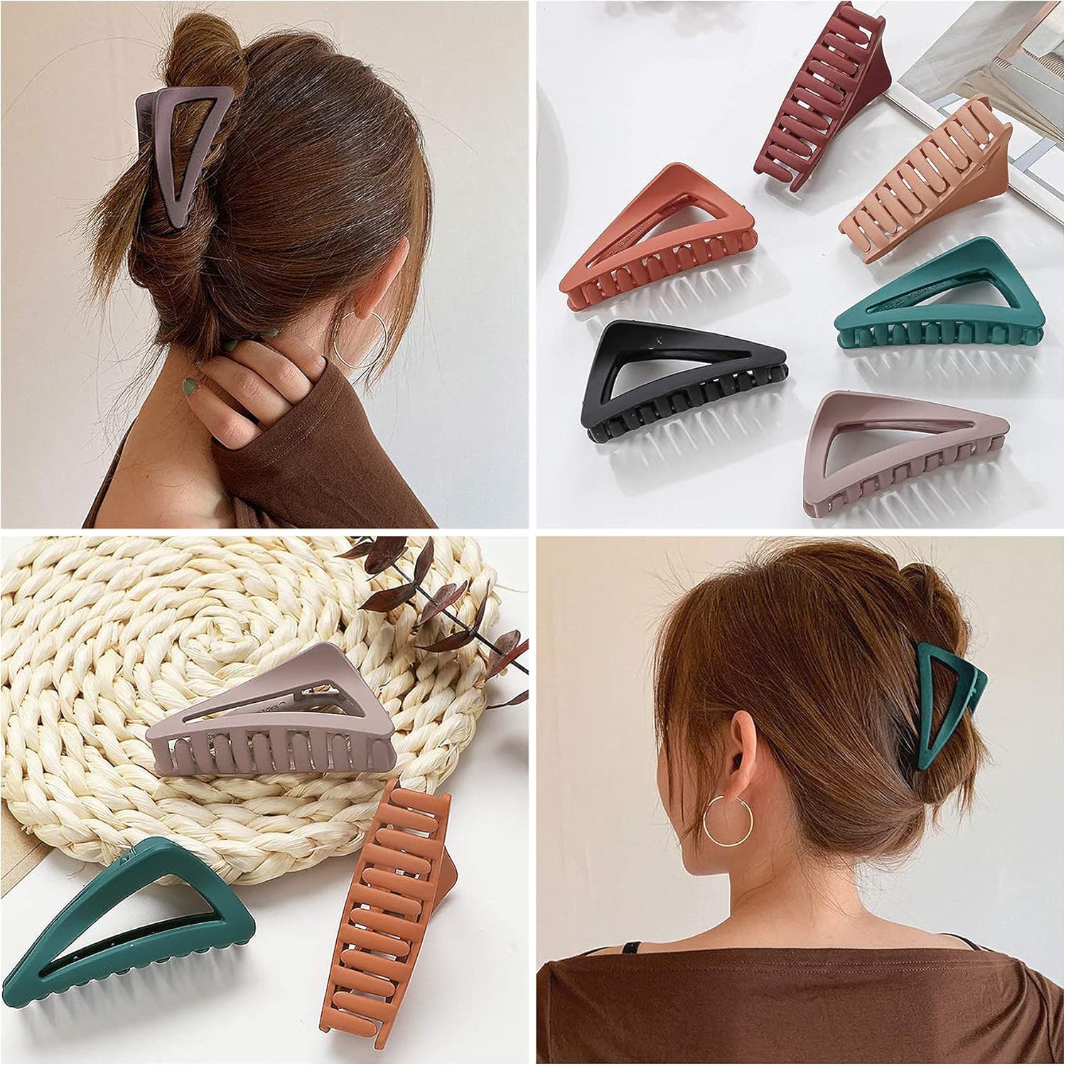 Hair Claw Clips Girls Women Nonslip French Matte Claw Clip for Thin Hair Curly Straight Long Hair - 6 Packs / Set - Image 4