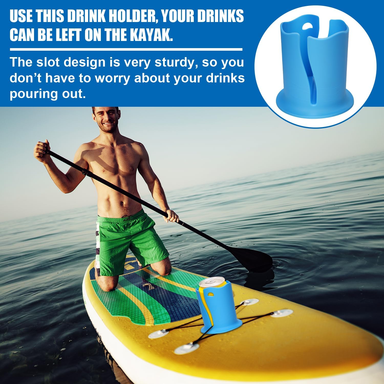 2pcs Paddle Board Cup Holder, Universal Kayak Drink Holder Multifunctional Anti-Toppling Paddleboard Cup Holder Surfboard Water Bottle Holder for Outdoor Fishing Boat Kayak Accessories - Image 3