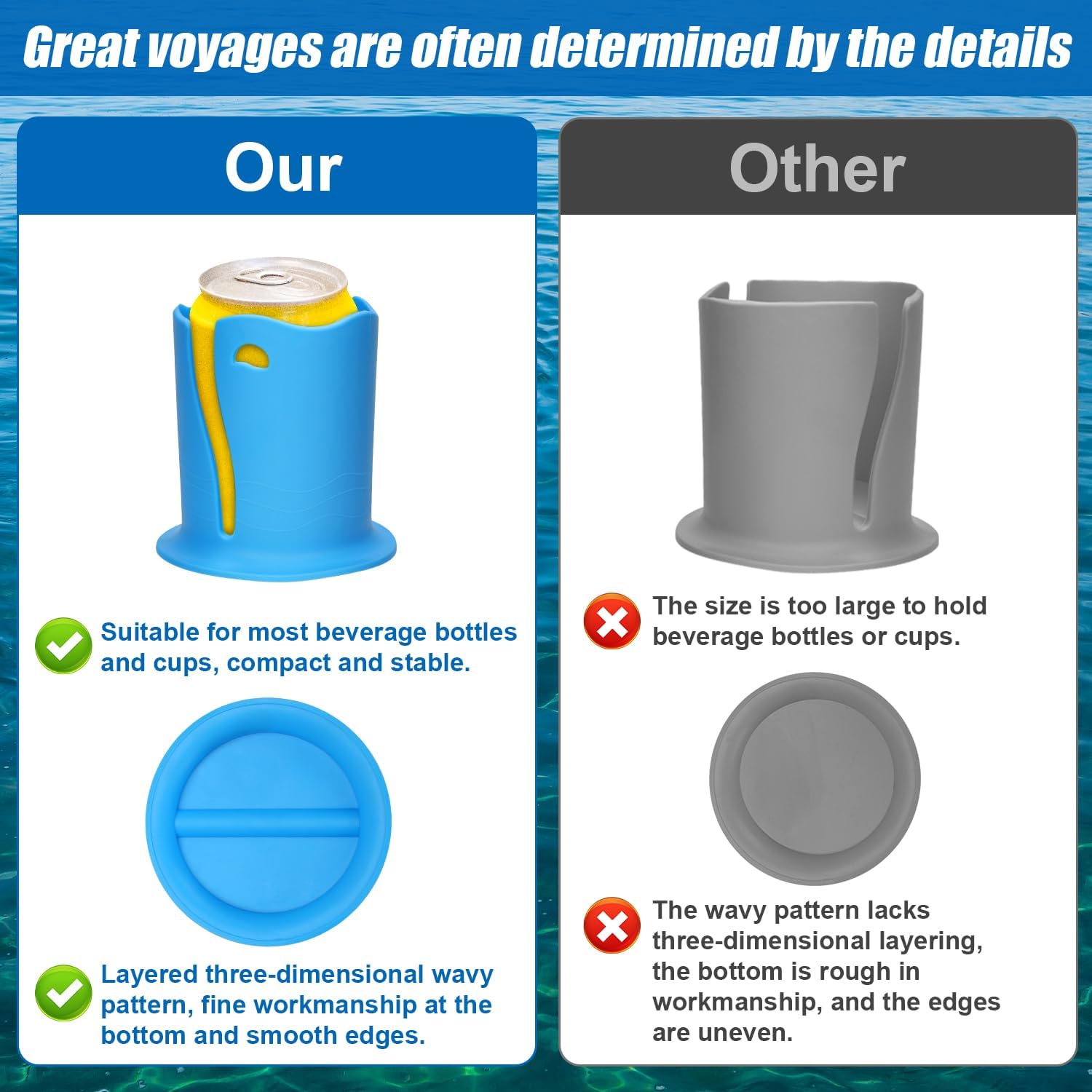 2pcs Paddle Board Cup Holder, Universal Kayak Drink Holder Multifunctional Anti-Toppling Paddleboard Cup Holder Surfboard Water Bottle Holder for Outdoor Fishing Boat Kayak Accessories - Image 4