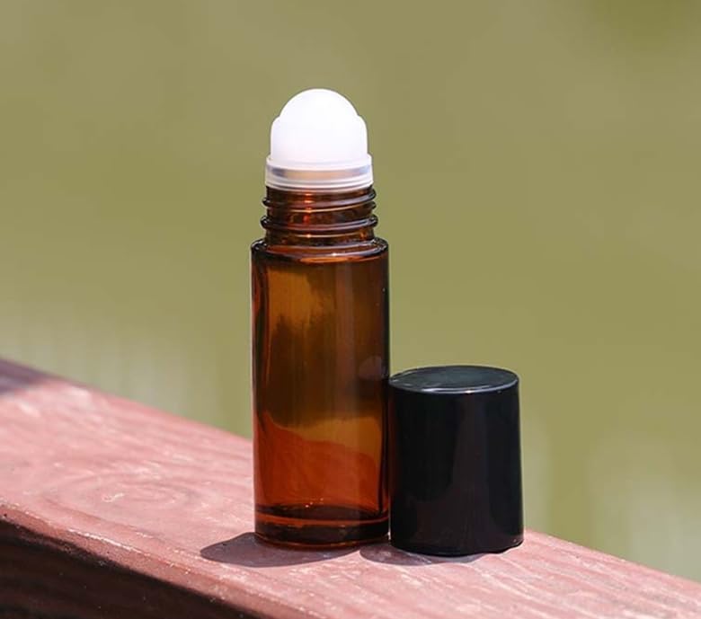 2Pcs Brown 50ml Glass Essential Oil Roller Bottles,Large Empty Roller Bottles Refillable,Deodorant Bottle Containers Rollerball for Fragrance Refillable Containers Accessories - Image 2