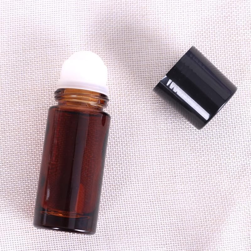 2Pcs Brown 50ml Glass Essential Oil Roller Bottles,Large Empty Roller Bottles Refillable,Deodorant Bottle Containers Rollerball for Fragrance Refillable Containers Accessories - Image 5