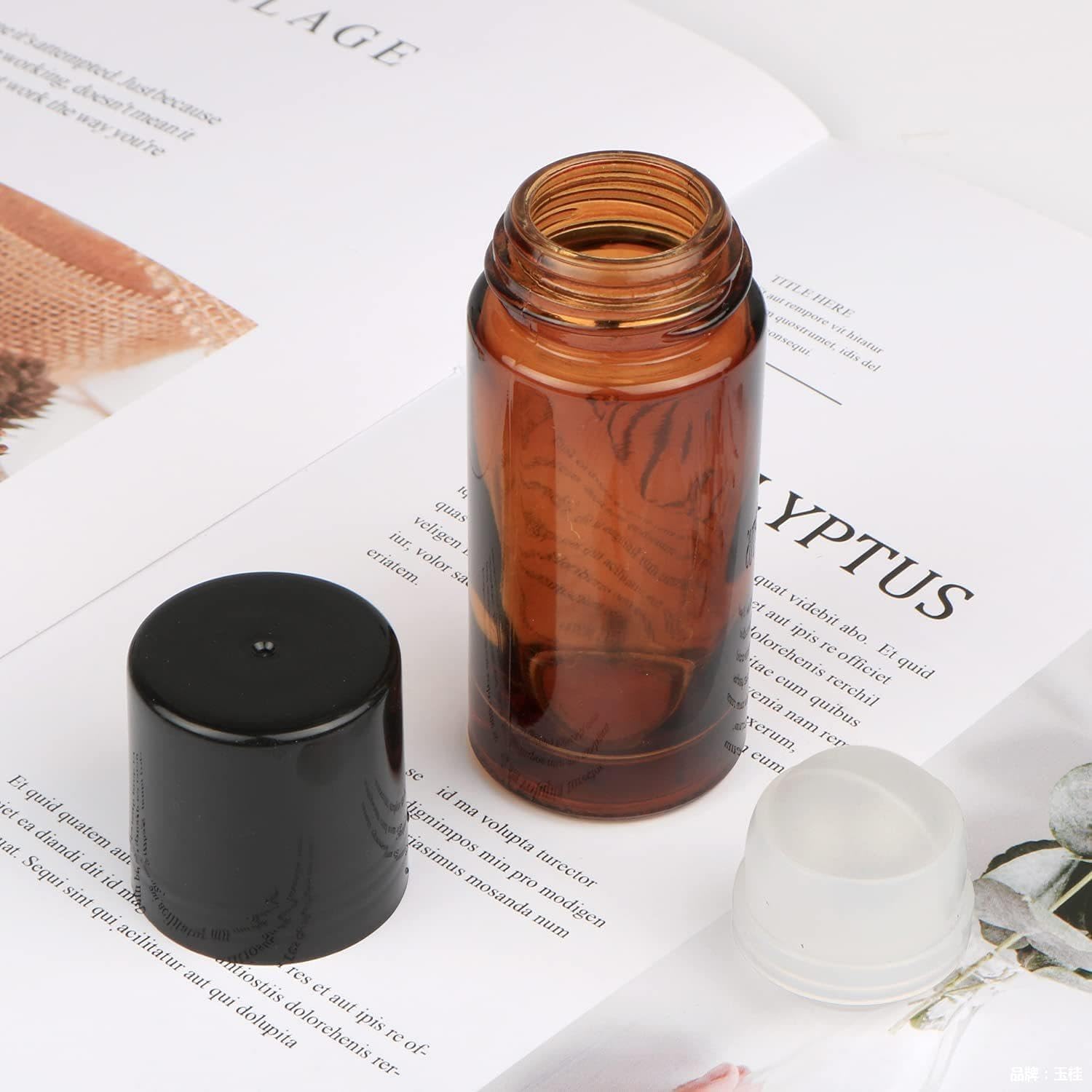 2Pcs Brown 50ml Glass Essential Oil Roller Bottles,Large Empty Roller Bottles Refillable,Deodorant Bottle Containers Rollerball for Fragrance Refillable Containers Accessories - Image 7
