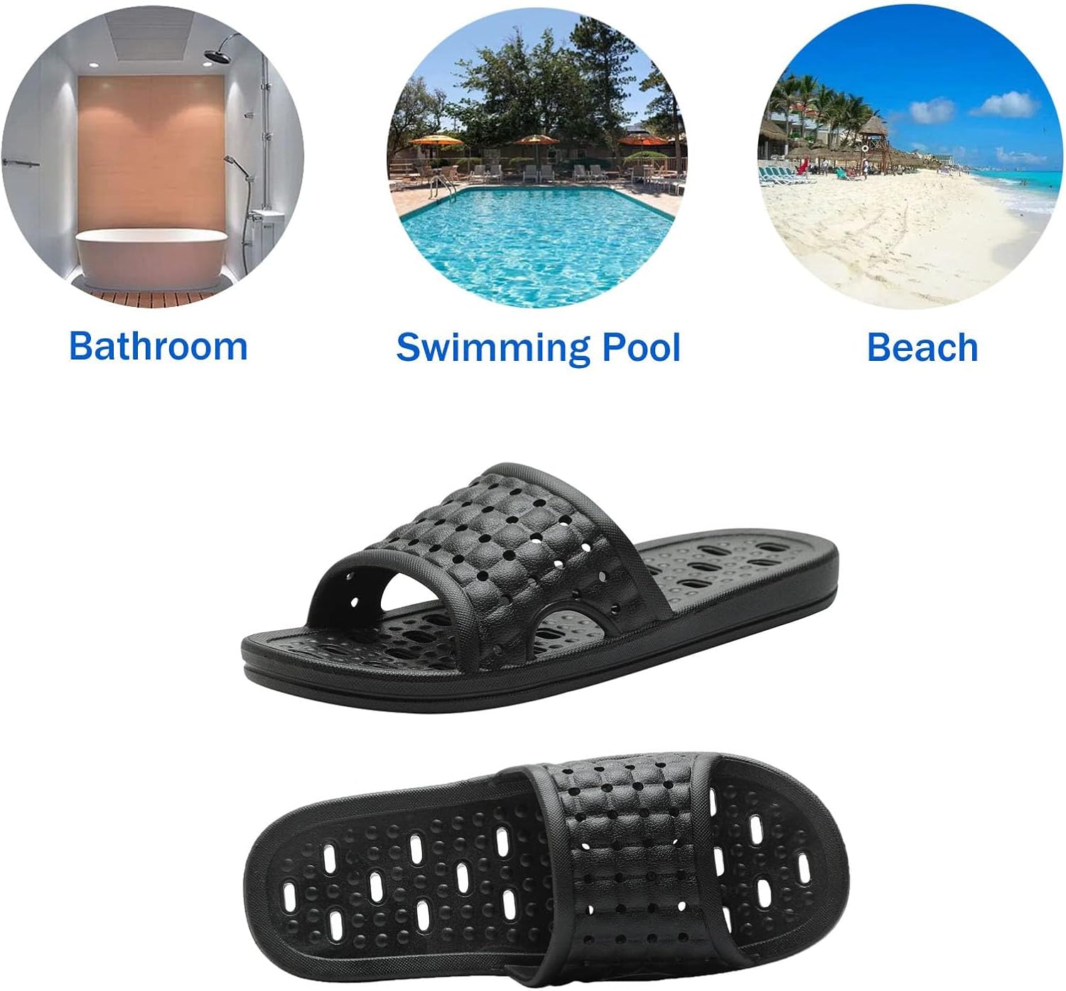 Quick Drying Shower Slippers non-slip Bathroom Slippers Drain Holes Shower Shoes for Women and Men Dorm pool gym - Image 4
