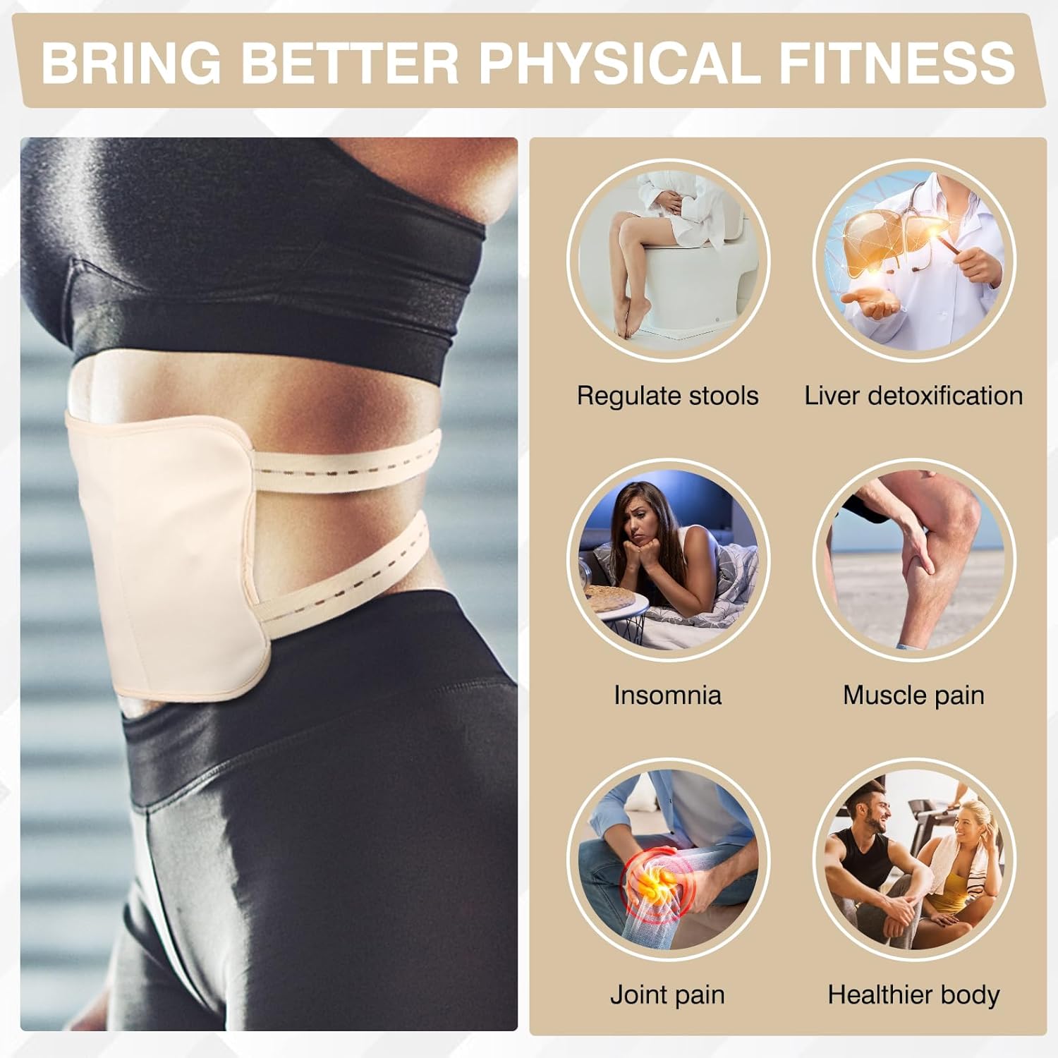 Castor Oil Pack, Adjustable Reusable for Liver Detox, Castor Oil Pack Wrap for Stomach Less Mess, Elastic Strap Bamboo Cotton Machine Washable Anti Leak 1pcs - Image 2