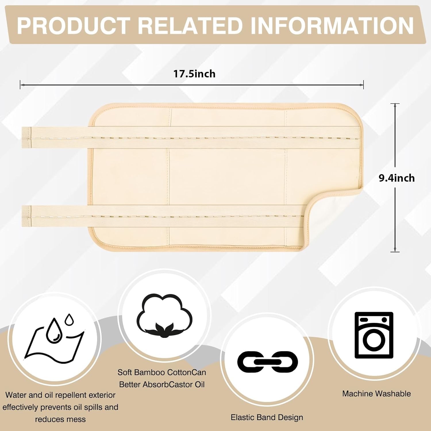 Castor Oil Pack, Adjustable Reusable for Liver Detox, Castor Oil Pack Wrap for Stomach Less Mess, Elastic Strap Bamboo Cotton Machine Washable Anti Leak 1pcs - Image 5