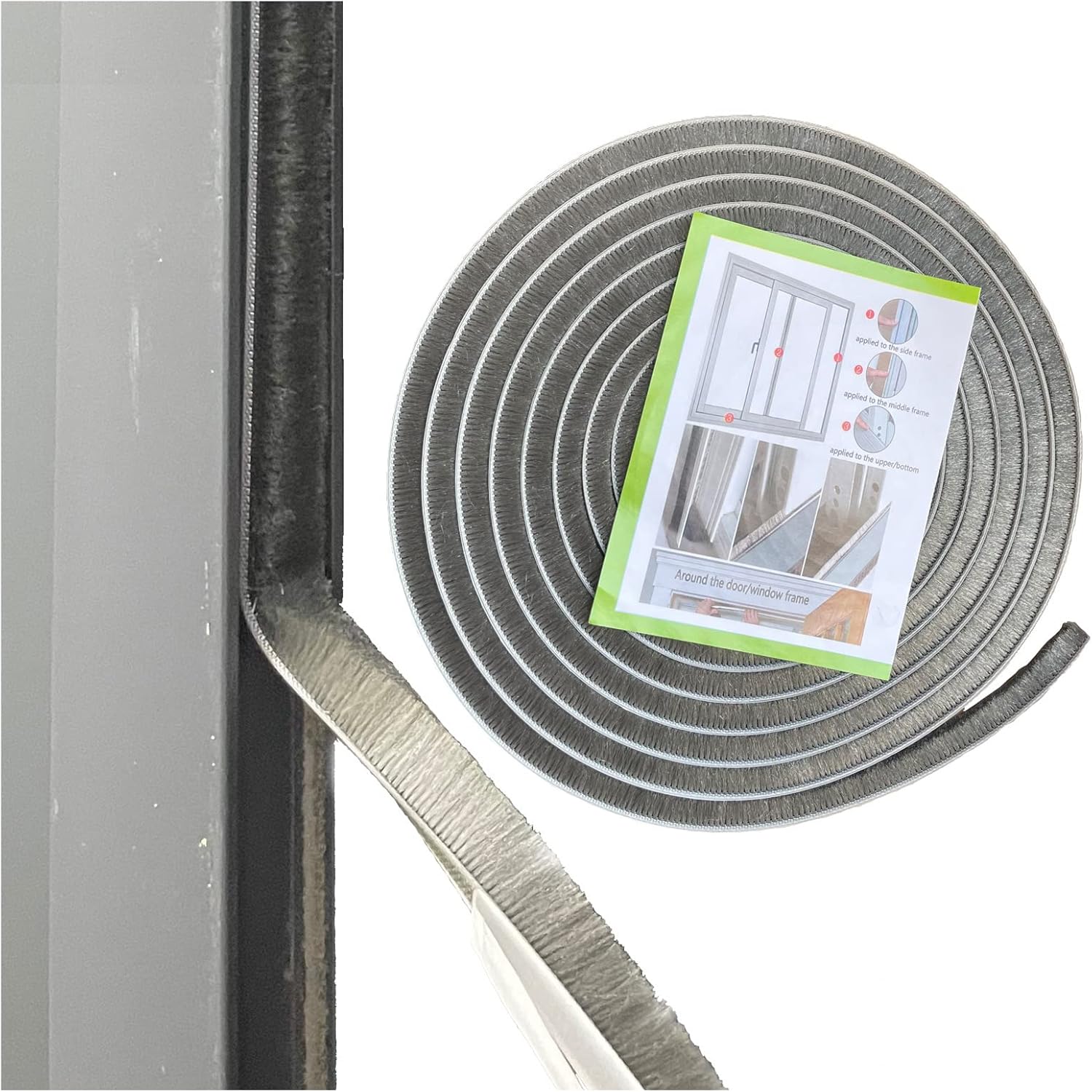 Self Adhesive Pile Weather Stripping Brush for Sliding Windows/Doors, Brush Window Seal Strip, Fuzzy Draft Stopper Weatherstrip Sealing Tape (5m/16.4ft, Grey) - Image 4