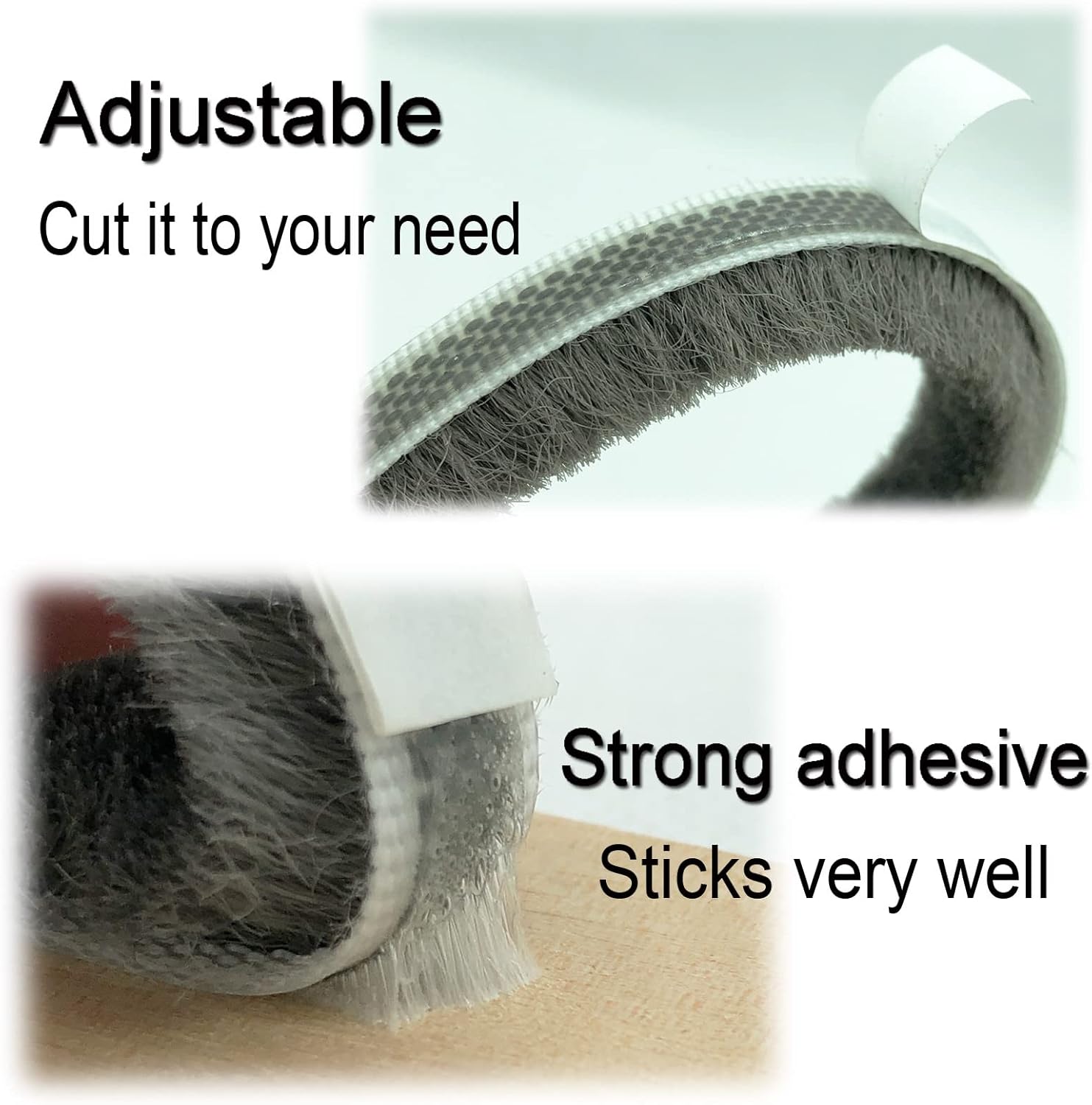 Self Adhesive Pile Weather Stripping Brush for Sliding Windows/Doors, Brush Window Seal Strip, Fuzzy Draft Stopper Weatherstrip Sealing Tape (5m/16.4ft, Grey) - Image 5