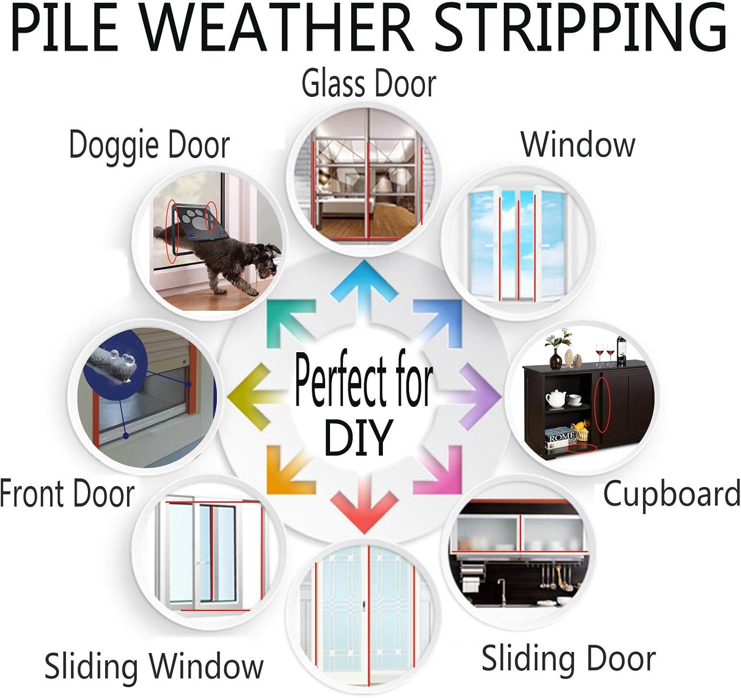 Self Adhesive Pile Weather Stripping Brush for Sliding Windows/Doors, Brush Window Seal Strip, Fuzzy Draft Stopper Weatherstrip Sealing Tape (5m/16.4ft, Grey) - Image 6