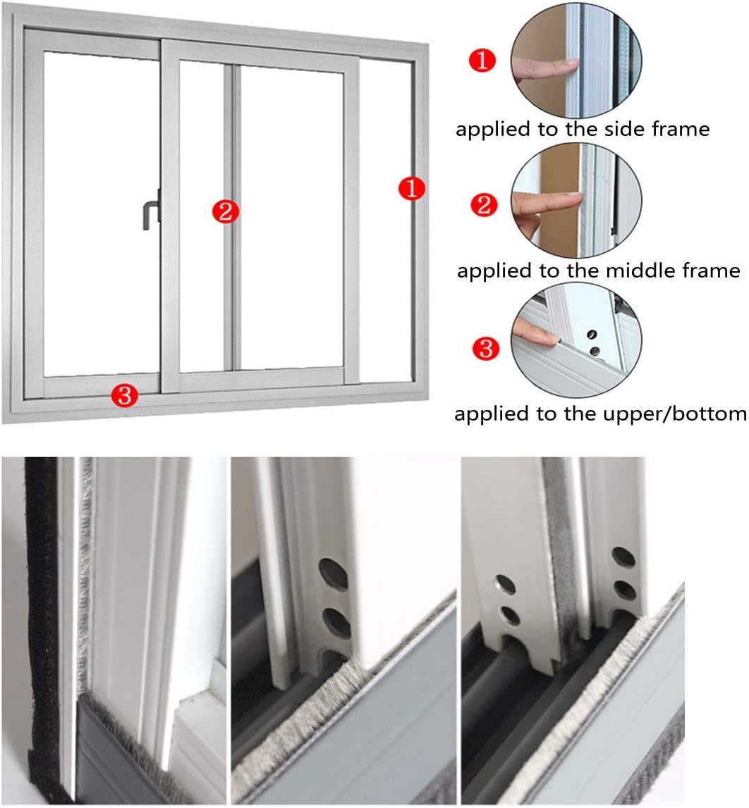 Self Adhesive Pile Weather Stripping Brush for Sliding Windows/Doors, Brush Window Seal Strip, Fuzzy Draft Stopper Weatherstrip Sealing Tape (5m/16.4ft, Grey) - Image 8