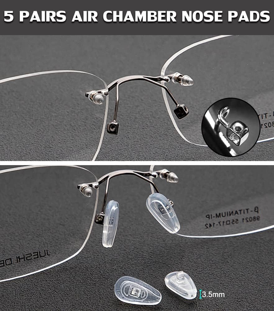 5 Pairs of Eyeglass Nose Pads, Upgraded 15x8mm Soft Silicone Air Chamber Eyeglasses Nose Pads, Screw-in Glasses Nose Pad Replacement Kit. - Image 2