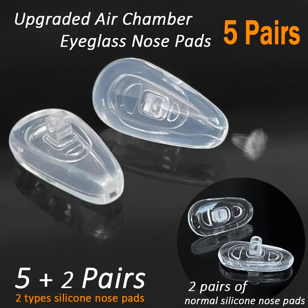5 Pairs of Eyeglass Nose Pads, Upgraded 15x8mm Soft Silicone Air Chamber Eyeglasses Nose Pads, Screw-in Glasses Nose Pad Replacement Kit. - Image 4