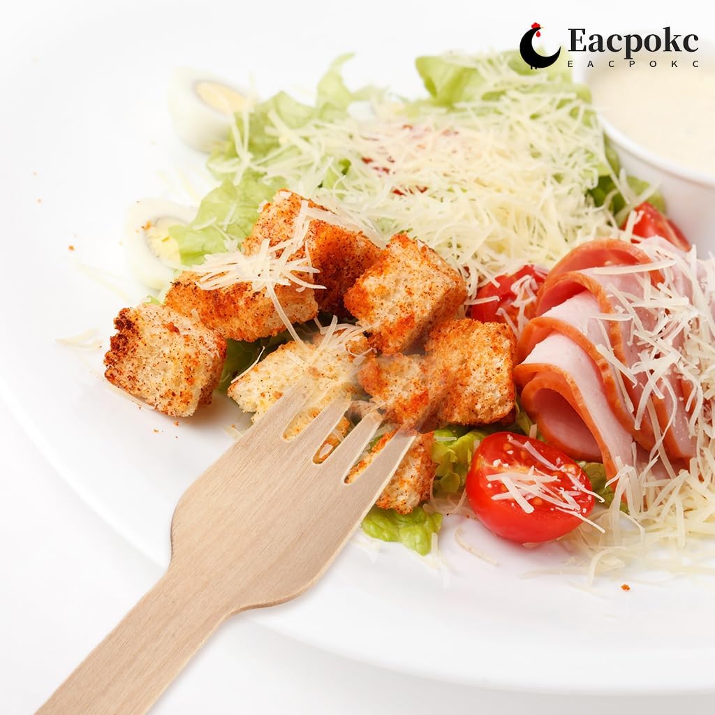 100 PCS Disposable Wooden Forks, 6.7 Inch, Polished Wooden Cutlery, Eco-Friendly, Biodegradable, Perfect for Parties, Weddings, Camping, Dinner Events - Image 3
