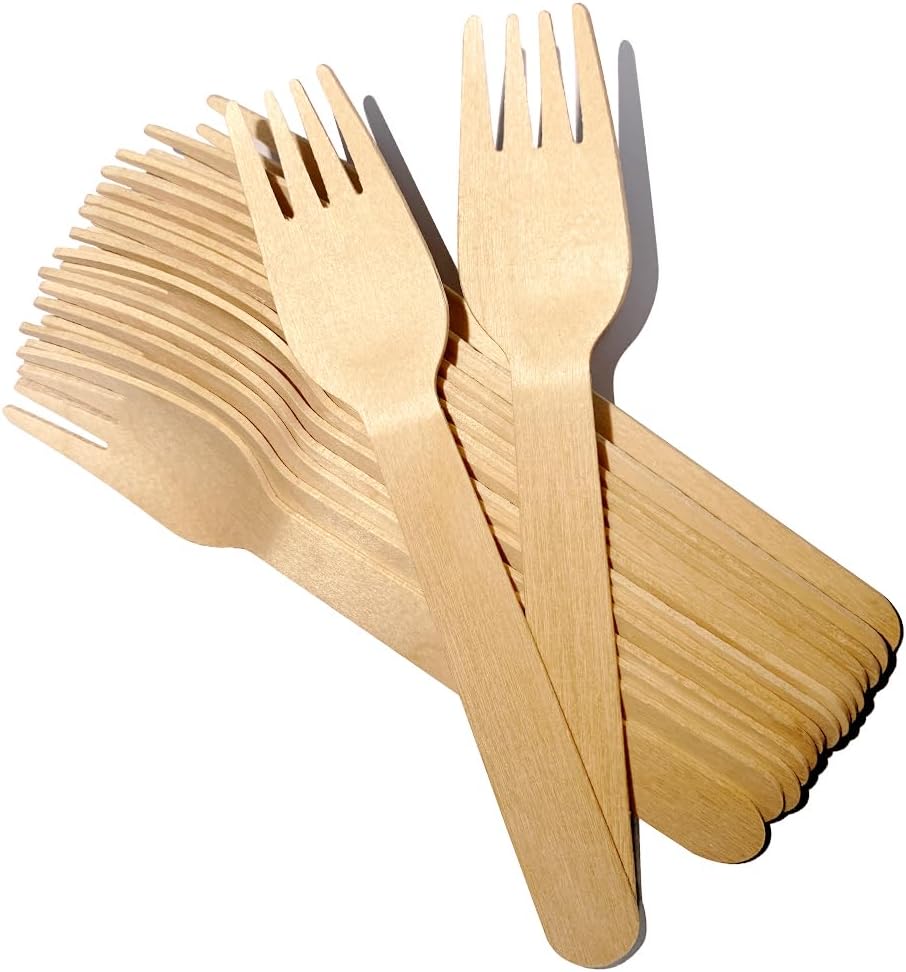 100 PCS Disposable Wooden Forks, 6.7 Inch, Polished Wooden Cutlery, Eco-Friendly, Biodegradable, Perfect for Parties, Weddings, Camping, Dinner Events - Image 7