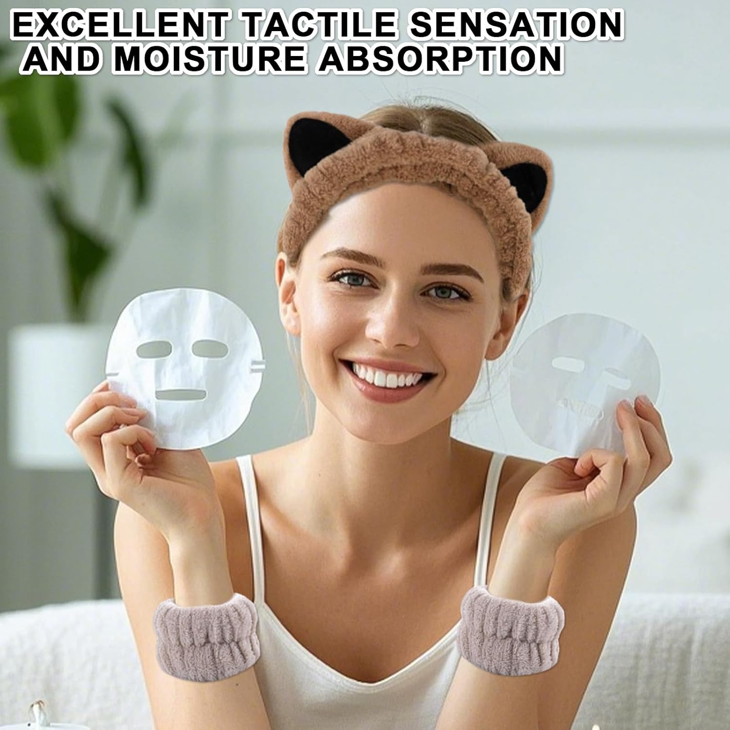 4-Piece Set Headband for Washing Face, Cute Makeup Headband & Wrist Bands to Wash Face, Skincare Headband, Spa Headband, Face Wash Wristbands, Stretchable Headbands, Perfect for Spa and Sports Use - Image 5