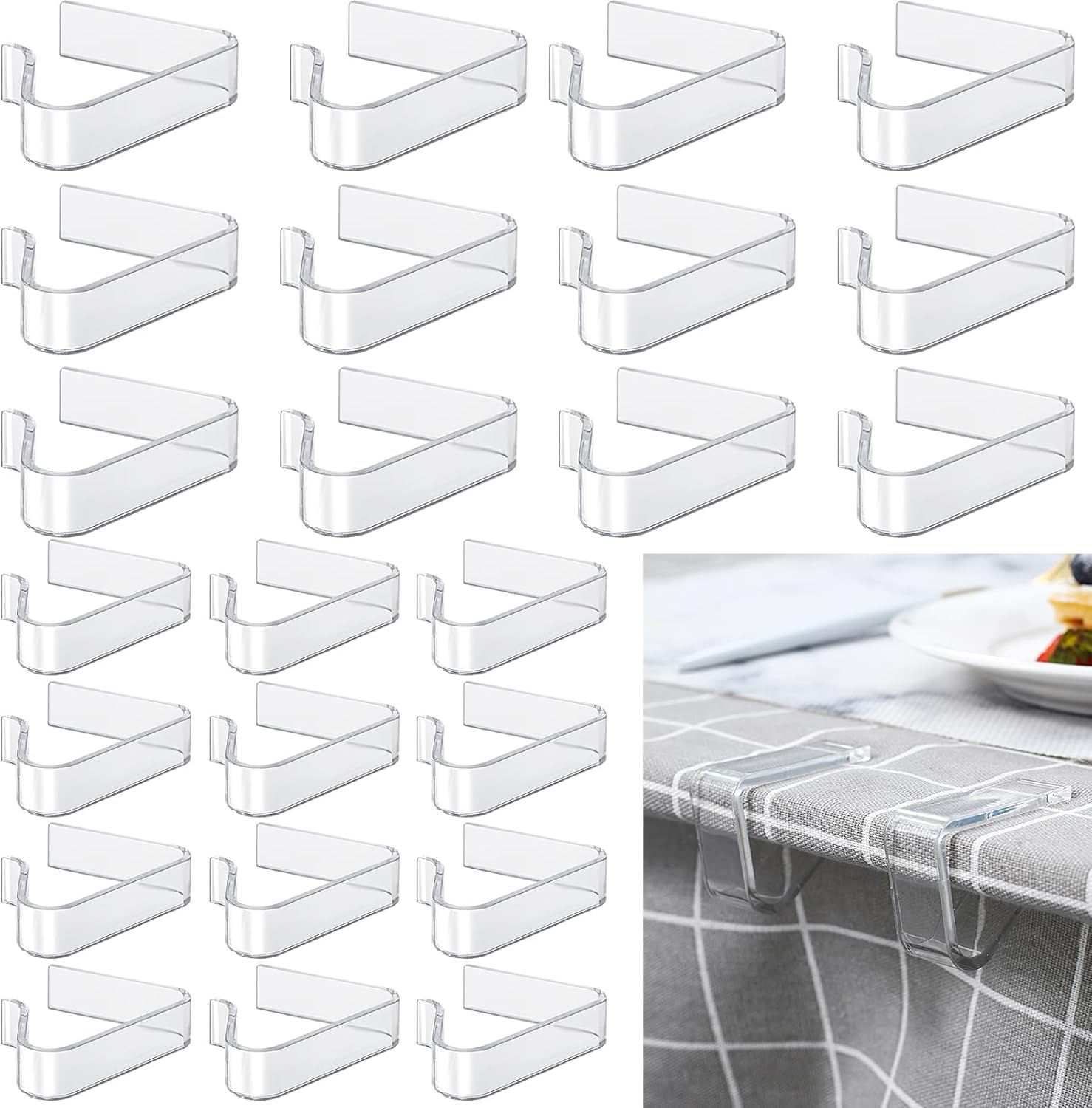 Table Cloth Clips, 24PCS Plastic Transparent Picnic Tablecloth Clips Large Windproof for Christmas Home Wedding Party Indoor Outdoor Camping(2 Sizes) - Image 1