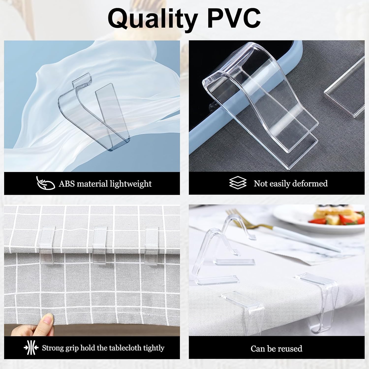 Table Cloth Clips, 24PCS Plastic Transparent Picnic Tablecloth Clips Large Windproof for Christmas Home Wedding Party Indoor Outdoor Camping(2 Sizes) - Image 3