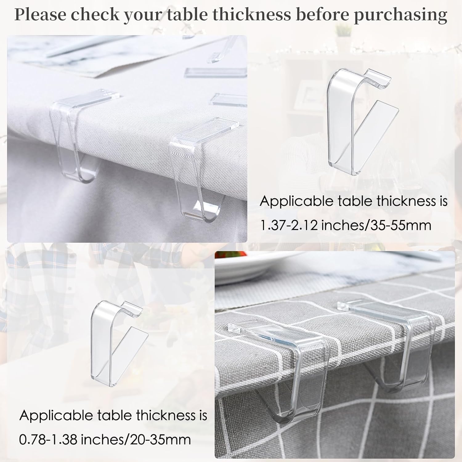 Table Cloth Clips, 24PCS Plastic Transparent Picnic Tablecloth Clips Large Windproof for Christmas Home Wedding Party Indoor Outdoor Camping(2 Sizes) - Image 4