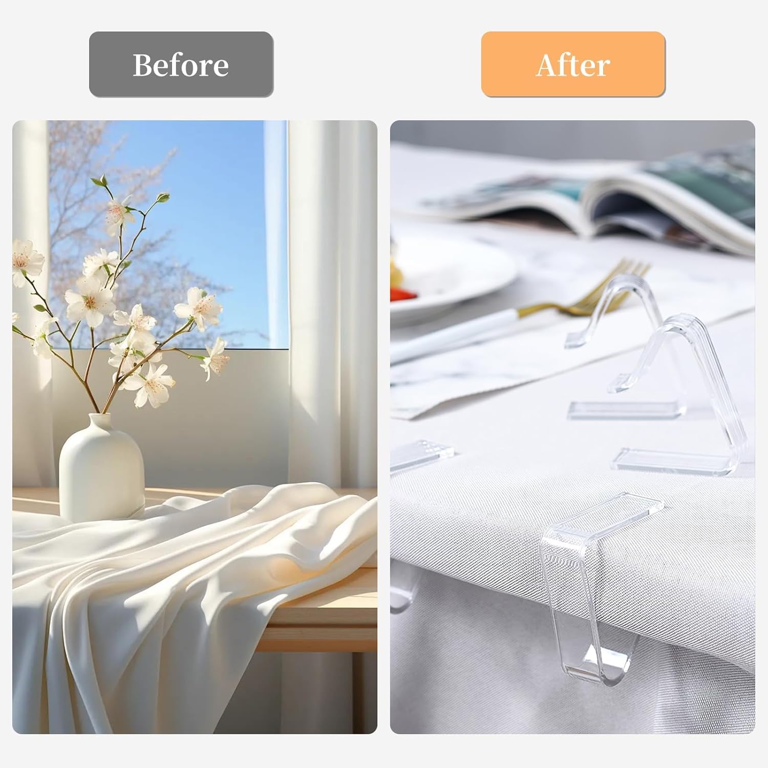 Table Cloth Clips, 24PCS Plastic Transparent Picnic Tablecloth Clips Large Windproof for Christmas Home Wedding Party Indoor Outdoor Camping(2 Sizes) - Image 6