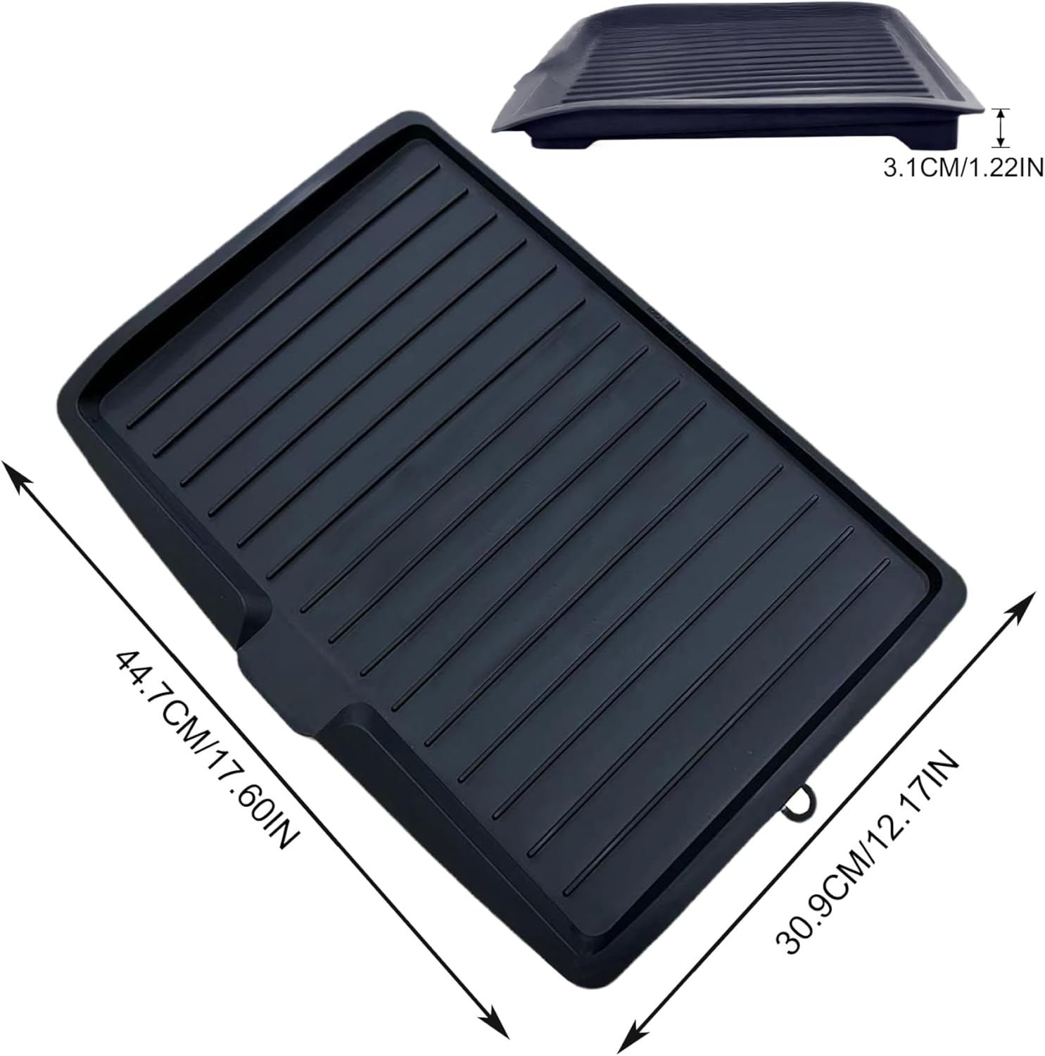 Dish Drain Board Tilt PP Dish Drainer 17.6x12.2x1.2in Quick Dry Dish Drain with Drain Port Multipurpose Dish Drying Rack Black - Image 7