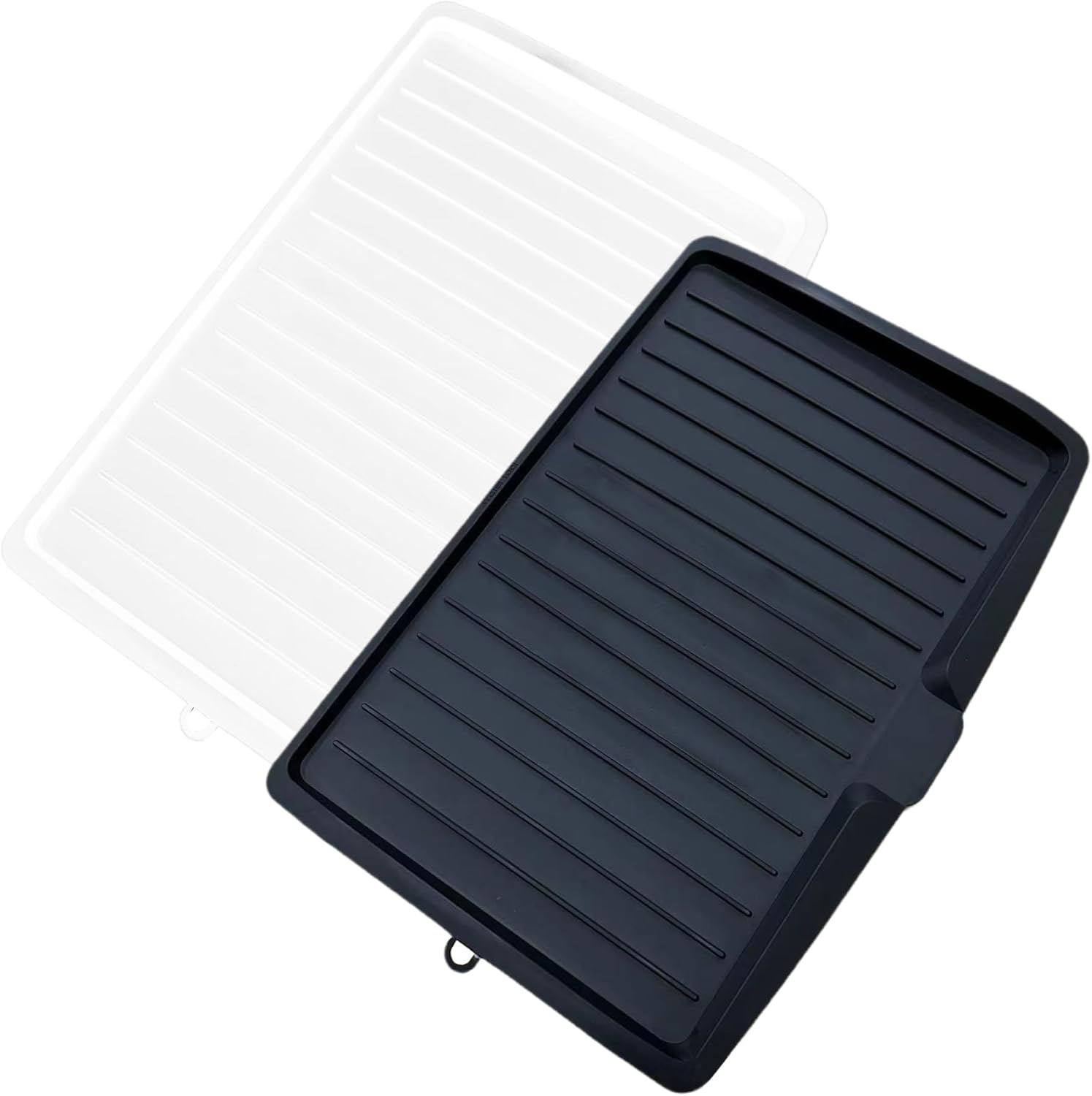 Dish Drain Board Tilt PP Dish Drainer 17.6x12.2x1.2in Quick Dry Dish Drain with Drain Port Multipurpose Dish Drying Rack Black - Image 8