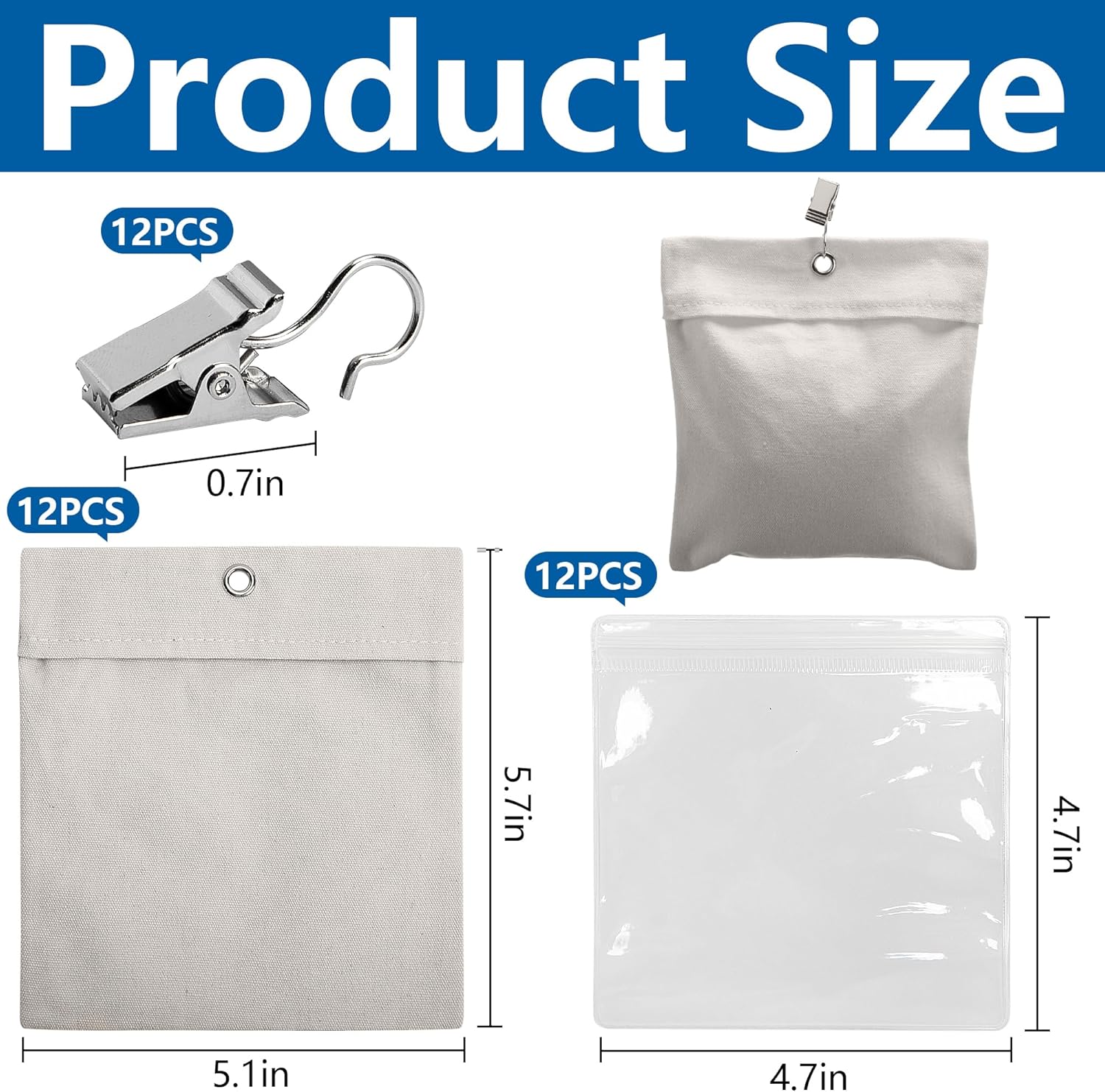 12 Pack Outdoor Curtain Weights Bag, Patio Curtain Sandbag with Sealed Bags and Clips, Reusable Drapery Weighted Bags for Home Outdoor Pergola Gazebo Front Porch (Grey) - Image 2