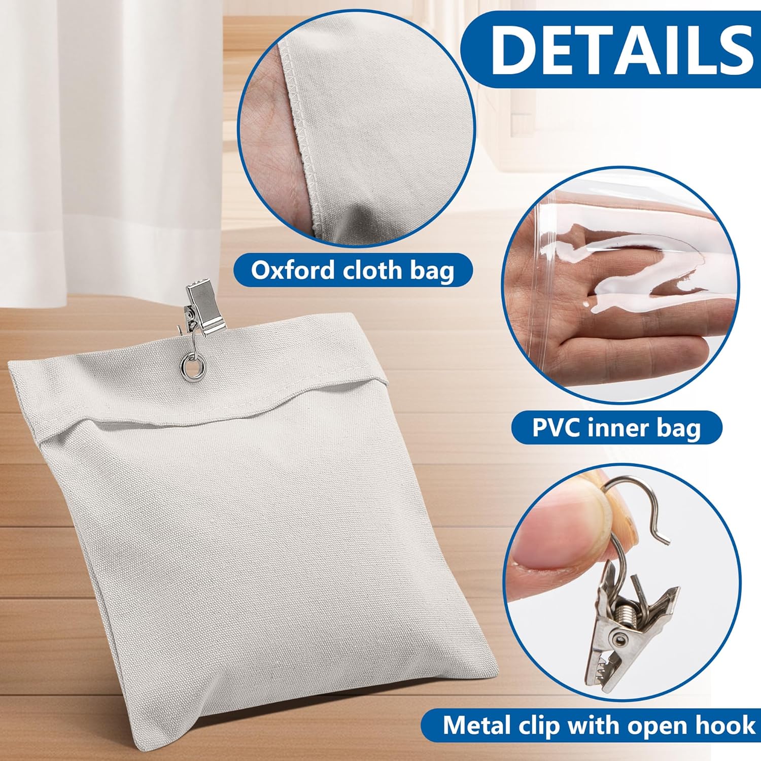 12 Pack Outdoor Curtain Weights Bag, Patio Curtain Sandbag with Sealed Bags and Clips, Reusable Drapery Weighted Bags for Home Outdoor Pergola Gazebo Front Porch (Grey) - Image 3