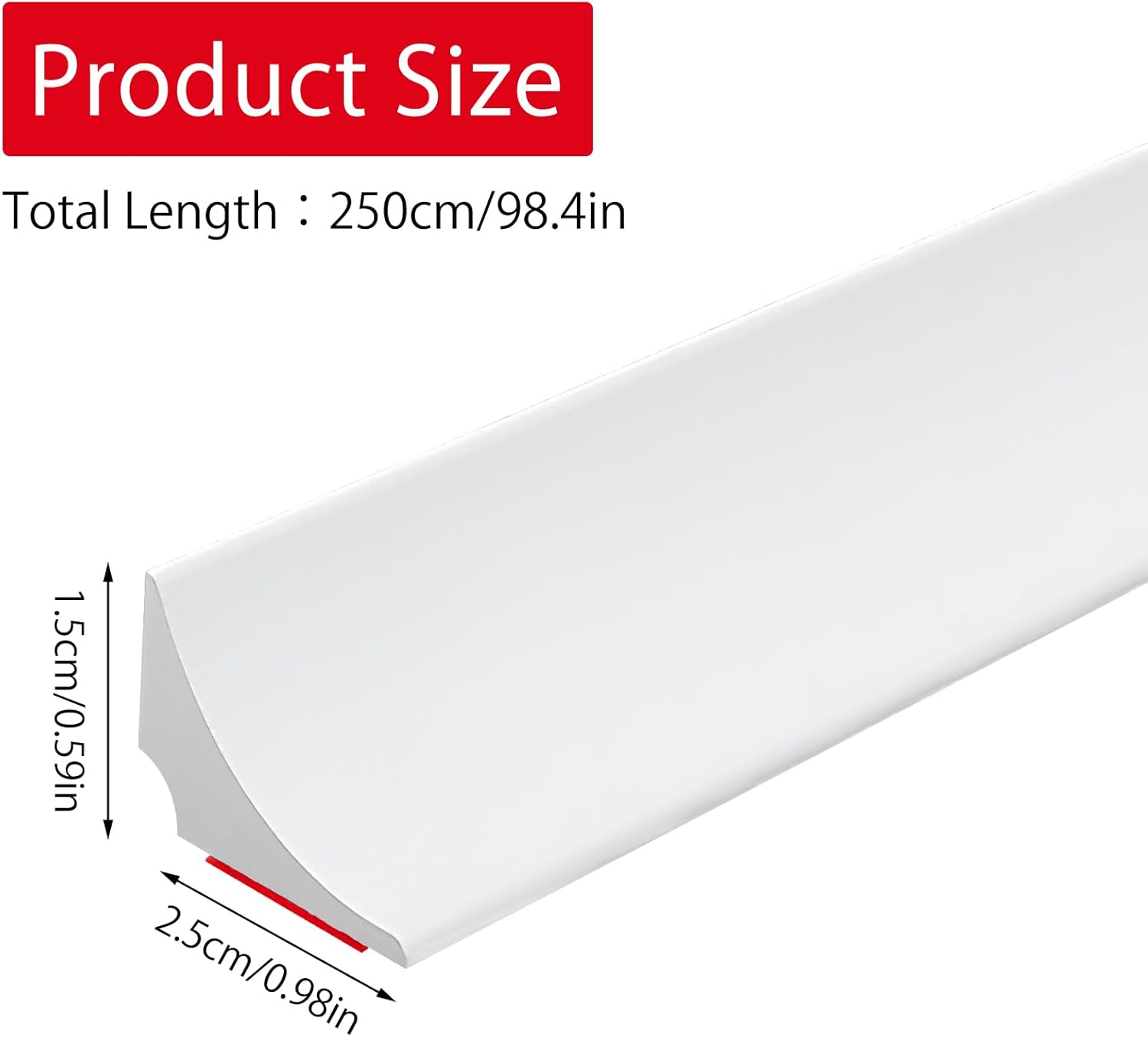 98 Inch Water Barrier for Sink,Silicone Shower Water Barrier Threshold Water Dam Self Adhesive Sealant Strip Bottom Seal Strip Corner Shower Water Guard for Bathroom Floor Bathtub Kitchen Countertop - Image 2
