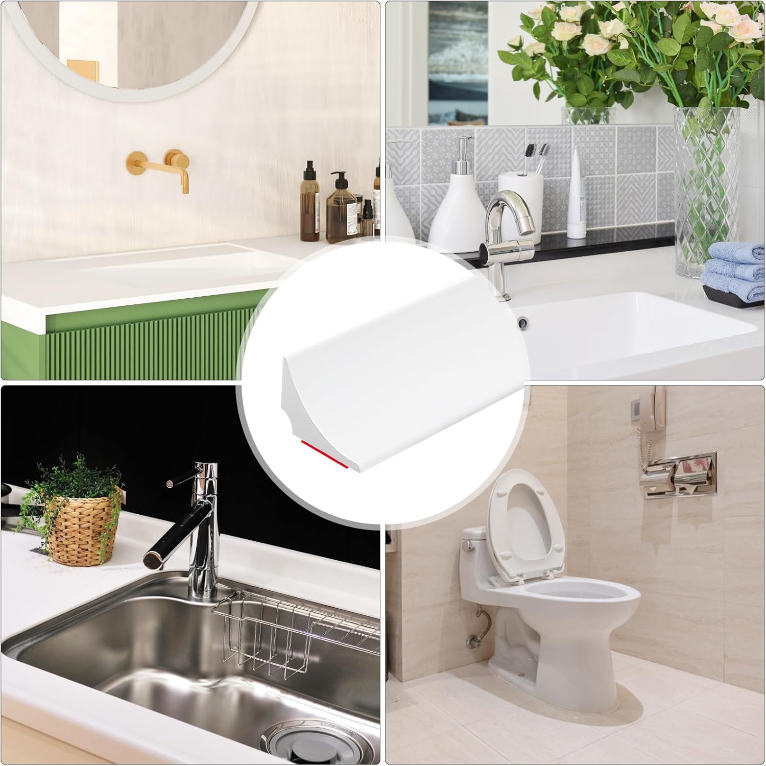 98 Inch Water Barrier for Sink,Silicone Shower Water Barrier Threshold Water Dam Self Adhesive Sealant Strip Bottom Seal Strip Corner Shower Water Guard for Bathroom Floor Bathtub Kitchen Countertop - Image 7