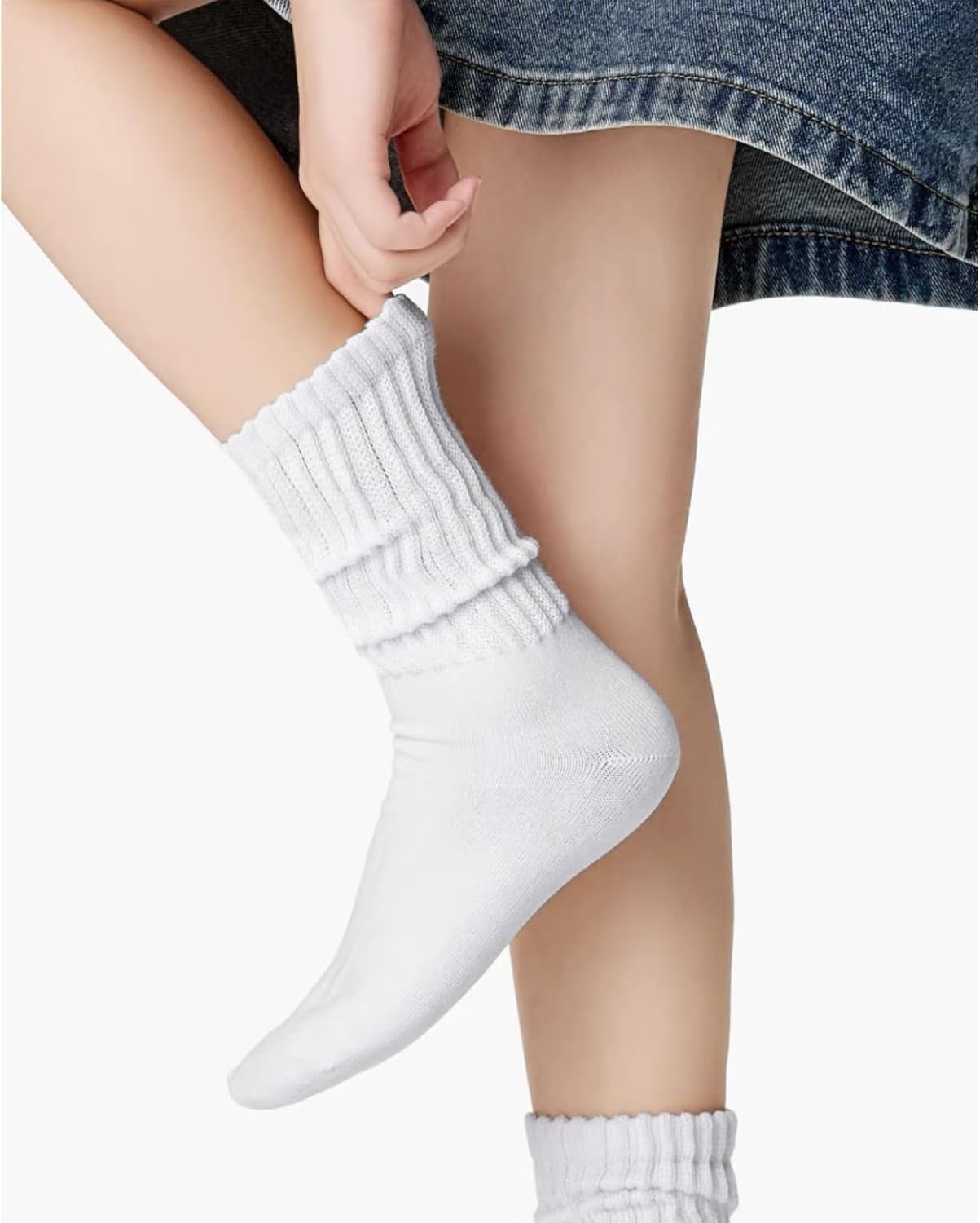 Crew Socks For Women Multipairs Cotton Cushioned Athletic Socks Retro Slouch Socks Mid Calf Rib Tube Socks - Image 3
